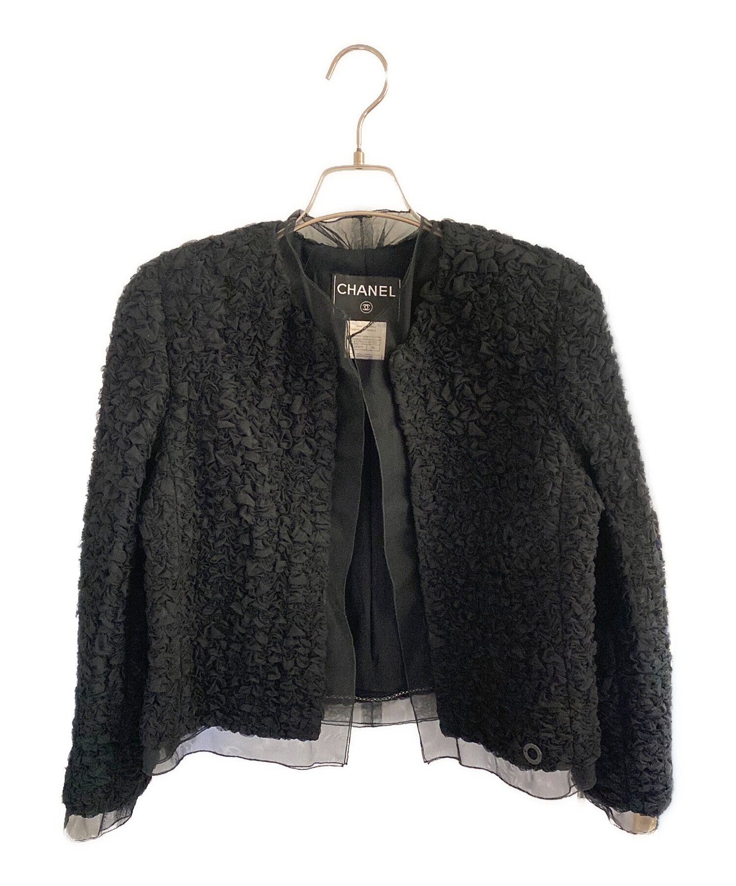 中古・古着通販】CHANEL (シャネル) ノーカラージャケット ブラック 