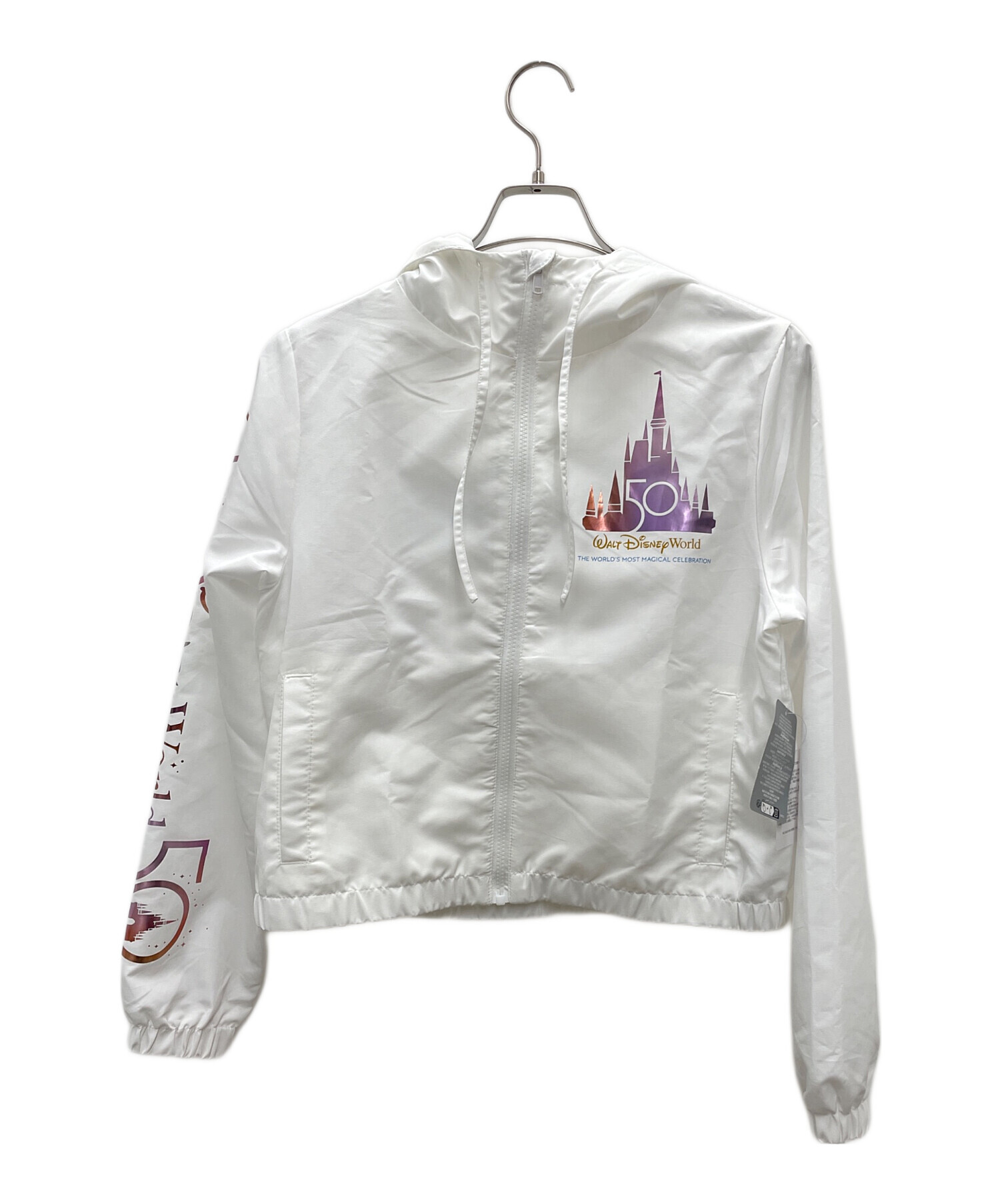 海外ディズニー　70周年限定　ジップアップパーカー　ホワイト L 【最終値下げ】 中古・古着通販】DISNEY (ディズニー) ジップパーカー ホワイト サイズ