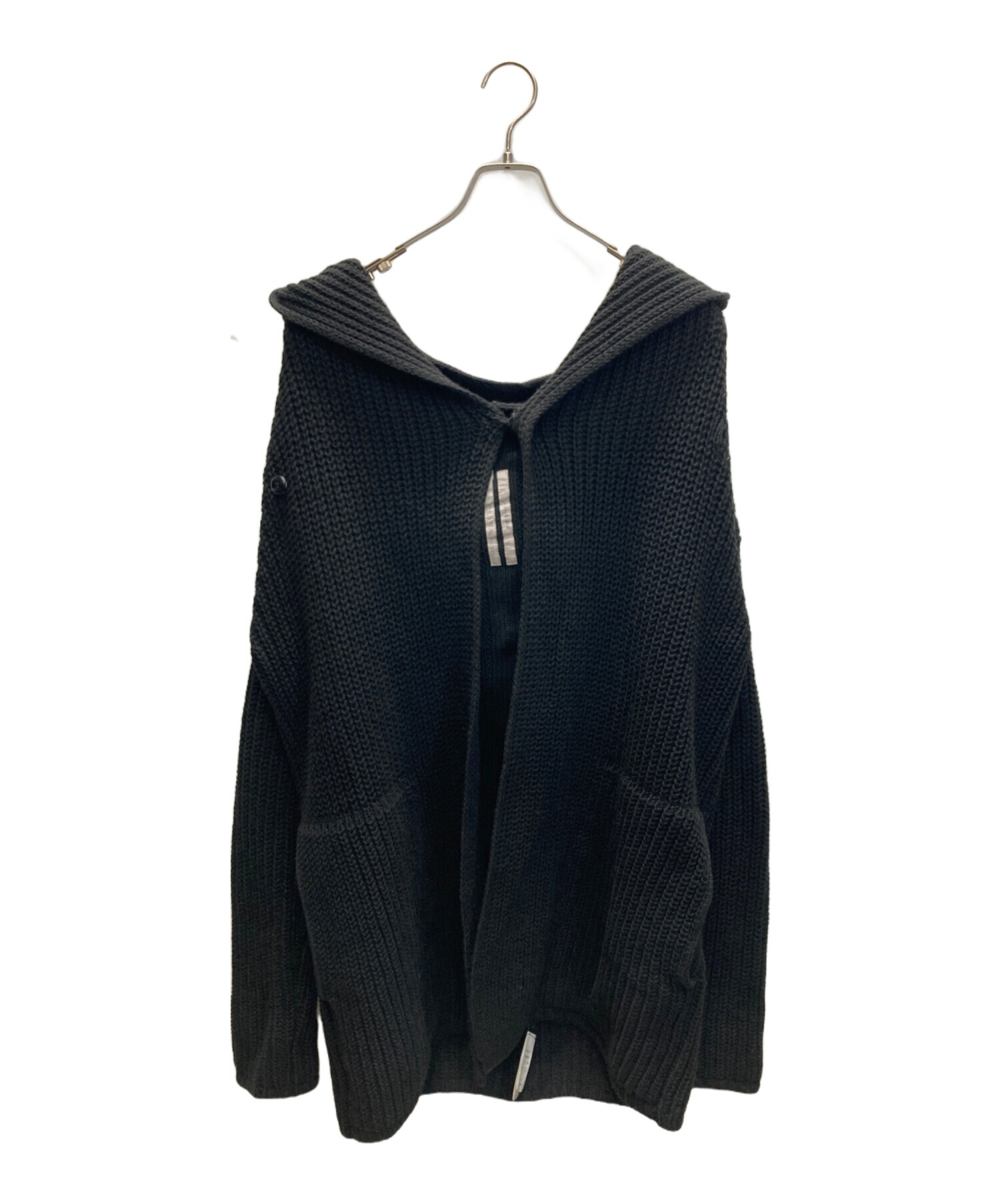 ブラック ロングカーディガン 透け感あり　リックオウエンス 中古・古着通販】RICK OWENS (リックオウエンス) フーデッドロング