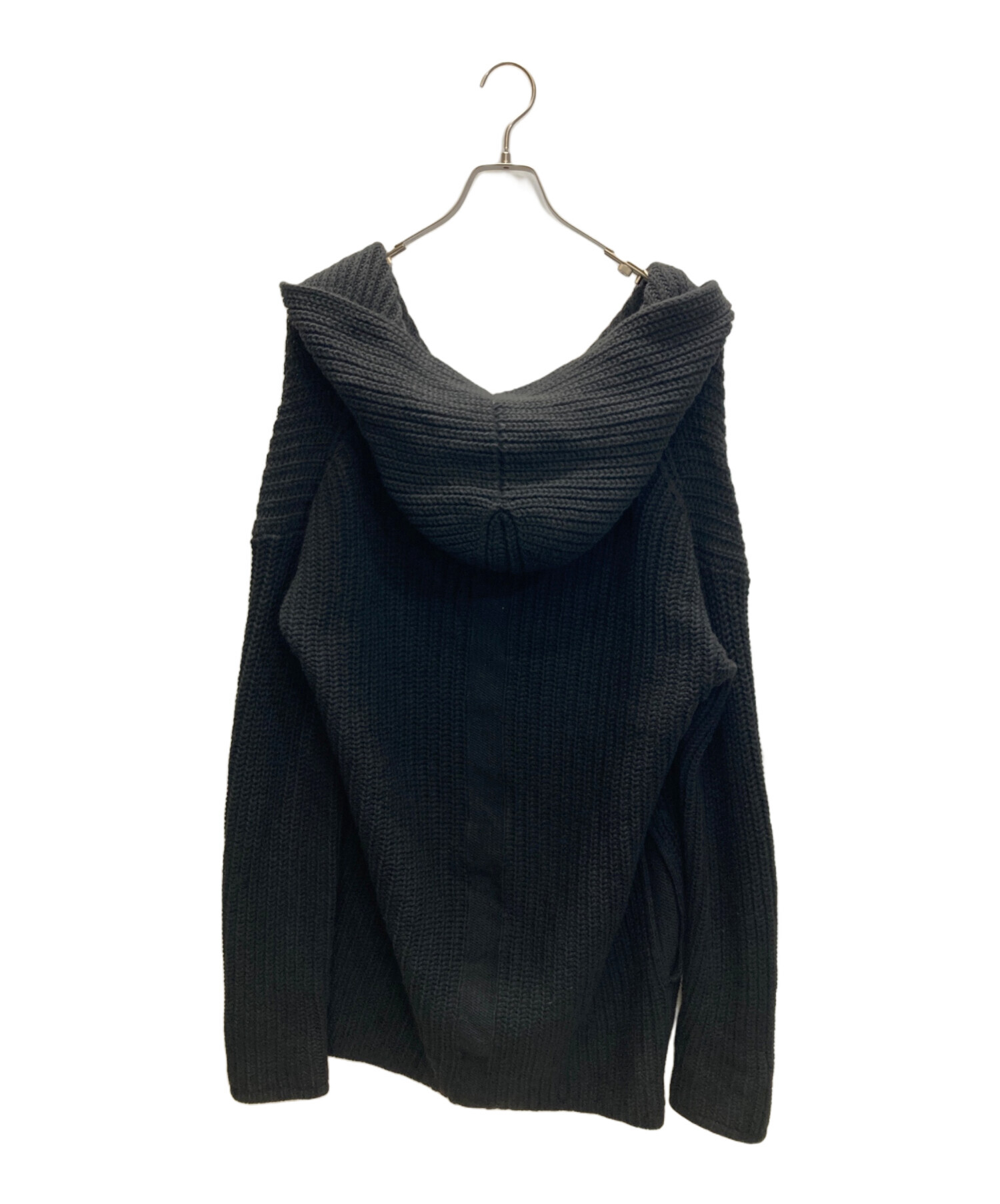 リックオウエンス ロングカーディガン　黒 中古・古着通販】RICK OWENS (リックオウエンス) フーデッドロング