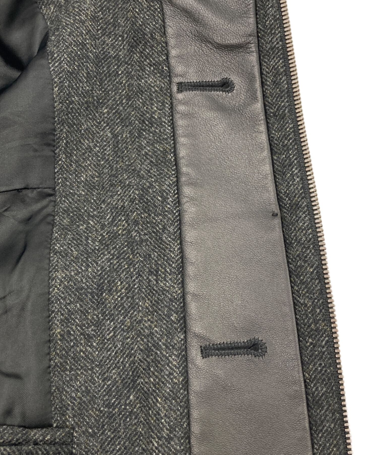 GIVENCHY 13AW レザー切替ヘリンボーンステンカラーコート 44 S 中古・古着通販】GIVENCHY (ジバンシィ) ウールヘリンボーンスタンド