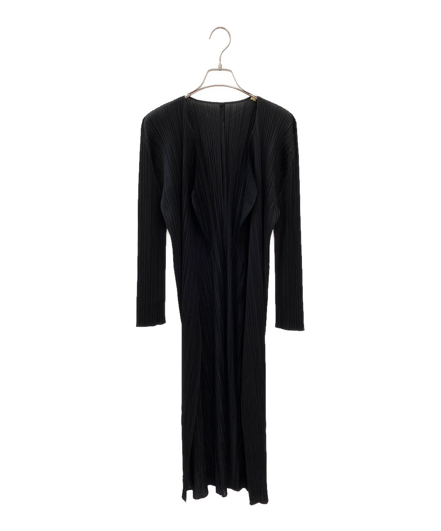 プリーツプリーズ　ブラック ロングカーディガン　2 中古・古着通販】PLEATS PLEASE (プリーツプリーズ) プリーツロング