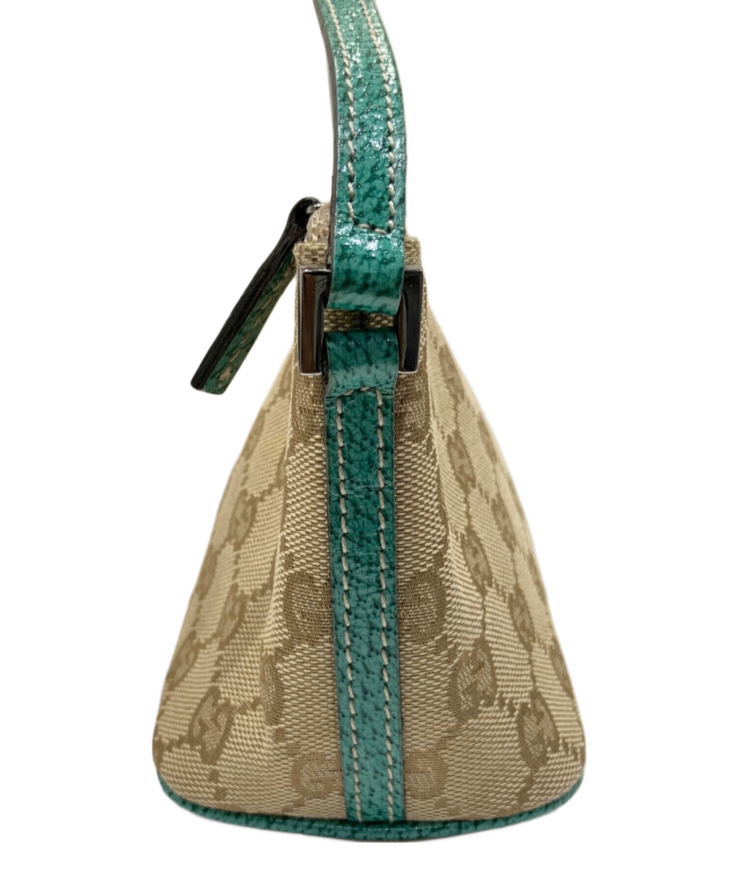GUCCI ハンドバッグ レザー ベージュ　ヴィンテージ 中古・古着通販】GUCCI (グッチ) GGキャンバス ハンドバッグ ベージュ