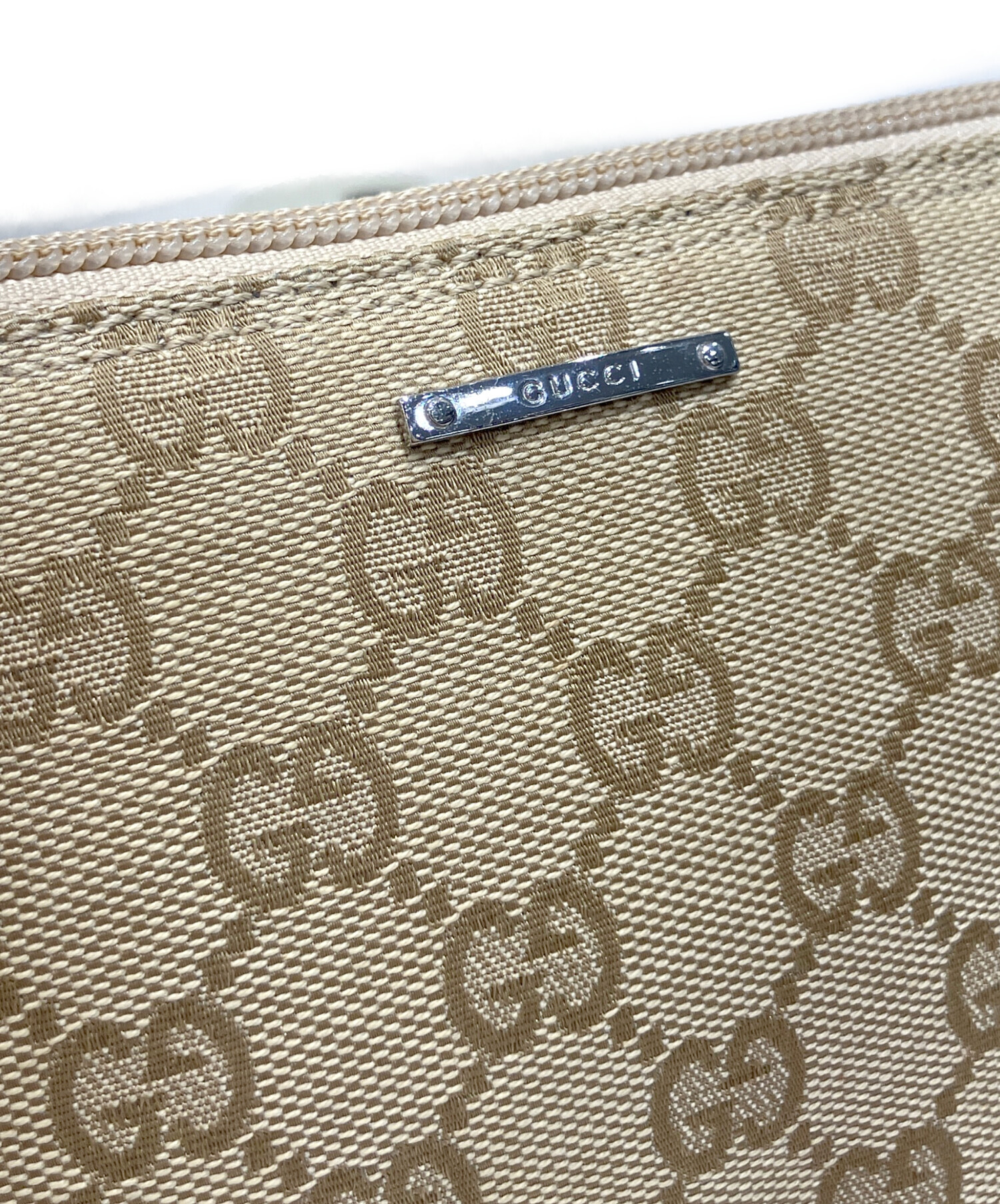 中古・古着通販】GUCCI (グッチ) GGキャンバス ハンドバッグ ベージュ