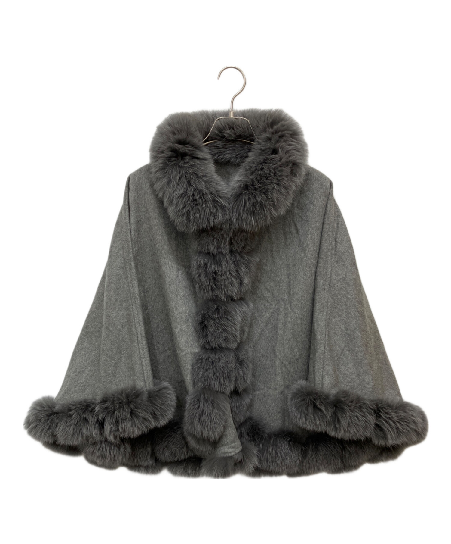 中古・古着通販】SAGA FURS (サガファーズ) ファー付ポンチョ グレー