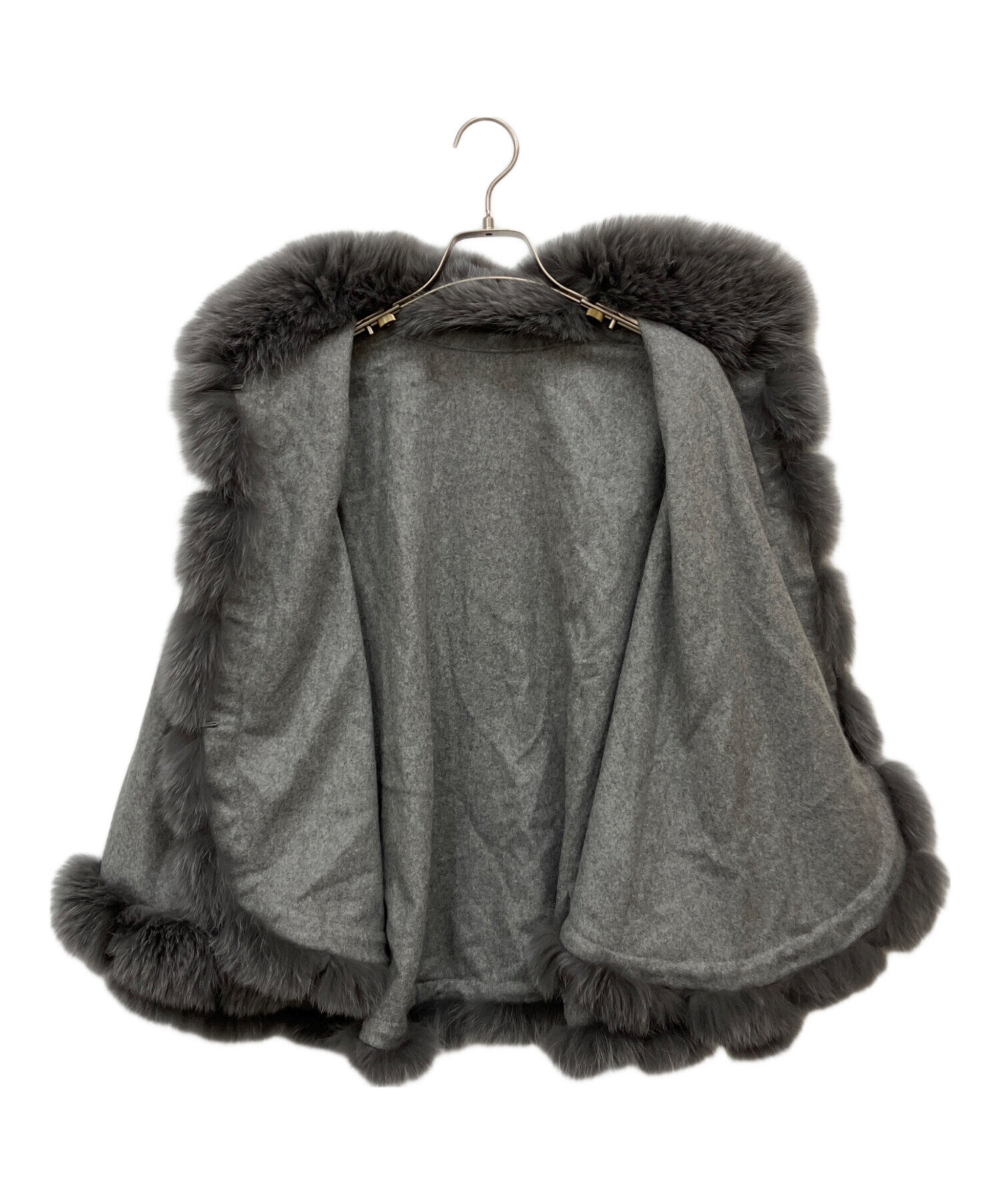 中古・古着通販】SAGA FURS (サガファーズ) ファー付ポンチョ グレー