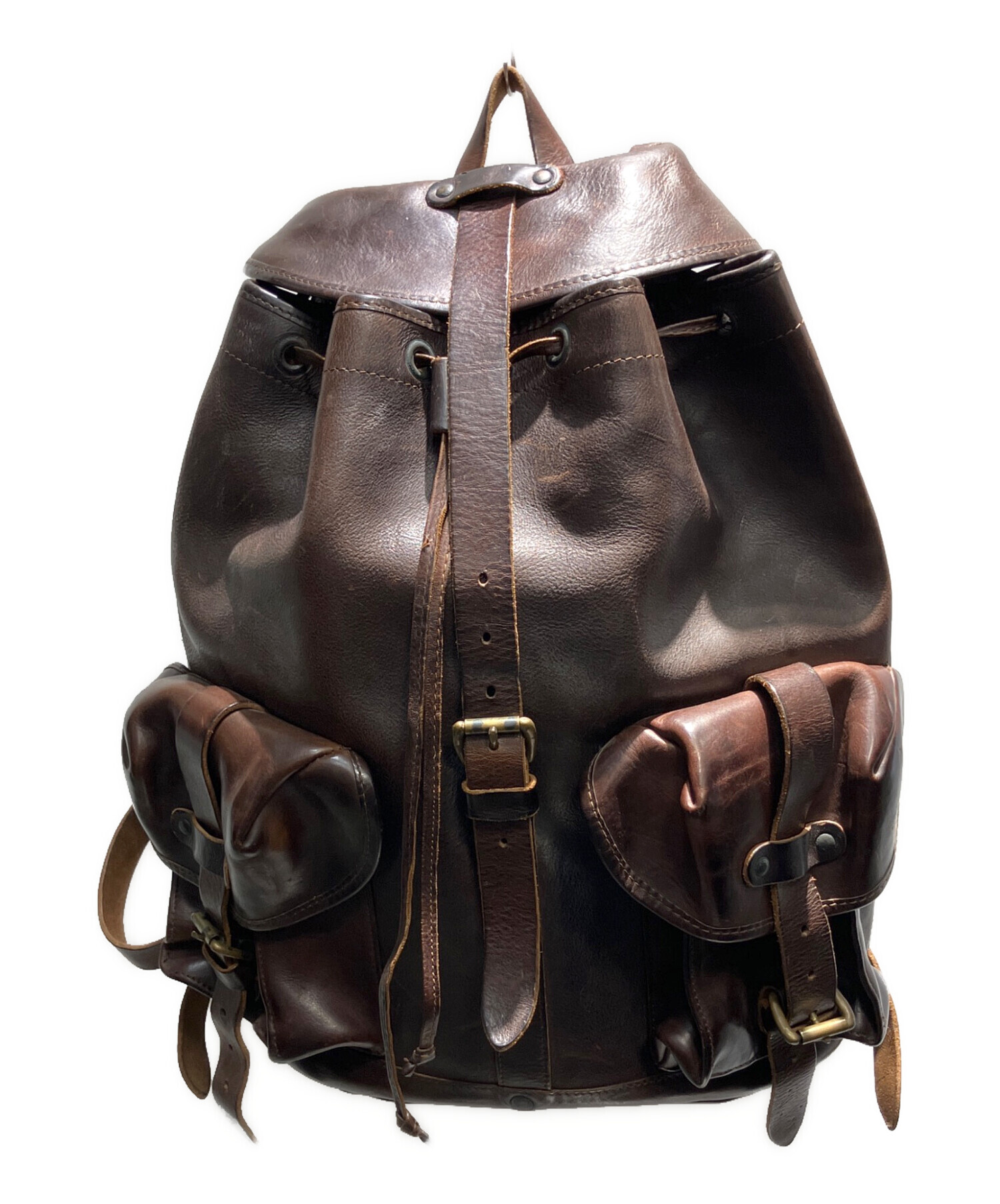 【値下げ】RRL オールレザーリュック　バックパック　デイバッグ　ブラウン 中古・古着通販】RRL (ダブルアールエル) Riley/ライリー レザー