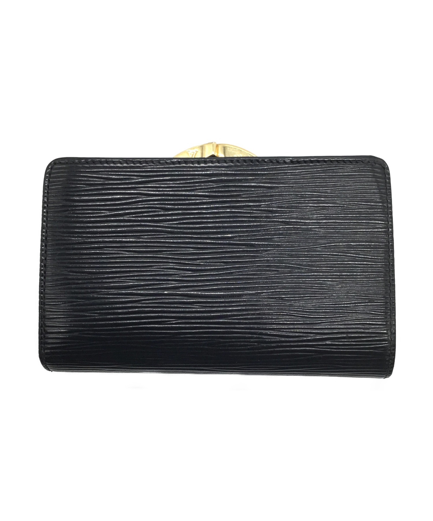 【AB】LOUIS VUITTON 二つ折り財布 レザー ブラック　がま口 中古・古着通販】LOUIS VUITTON (ルイ ヴィトン) 2つ折りがま口財布