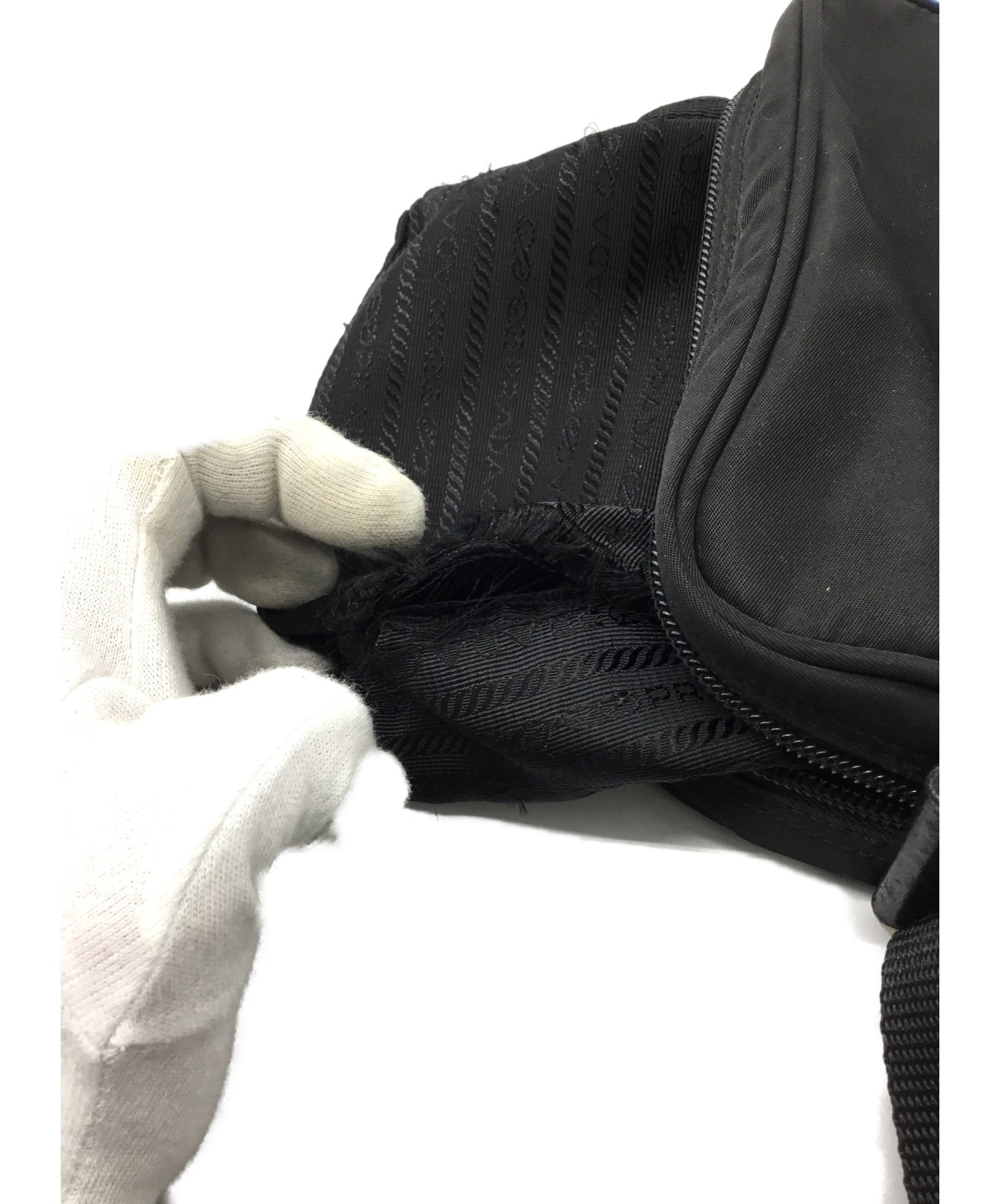 中古・古着通販】PRADA (プラダ) ナイロンショルダーバッグ ブラック 