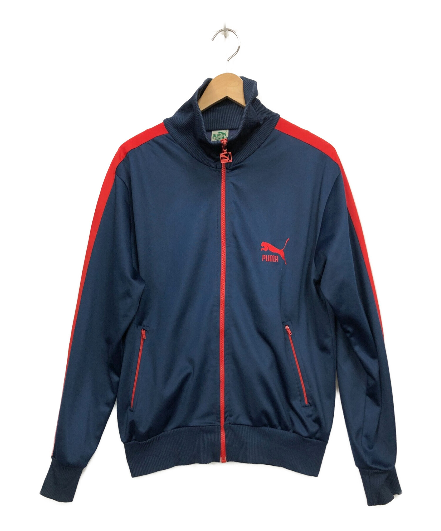 廃盤 プーマ 90sトラックジャケット ビッグロゴ 【SS】 ネイビー PUMA M】【90年代】PUMA プーマ ヒットマニオン製 ワンポイントロゴ