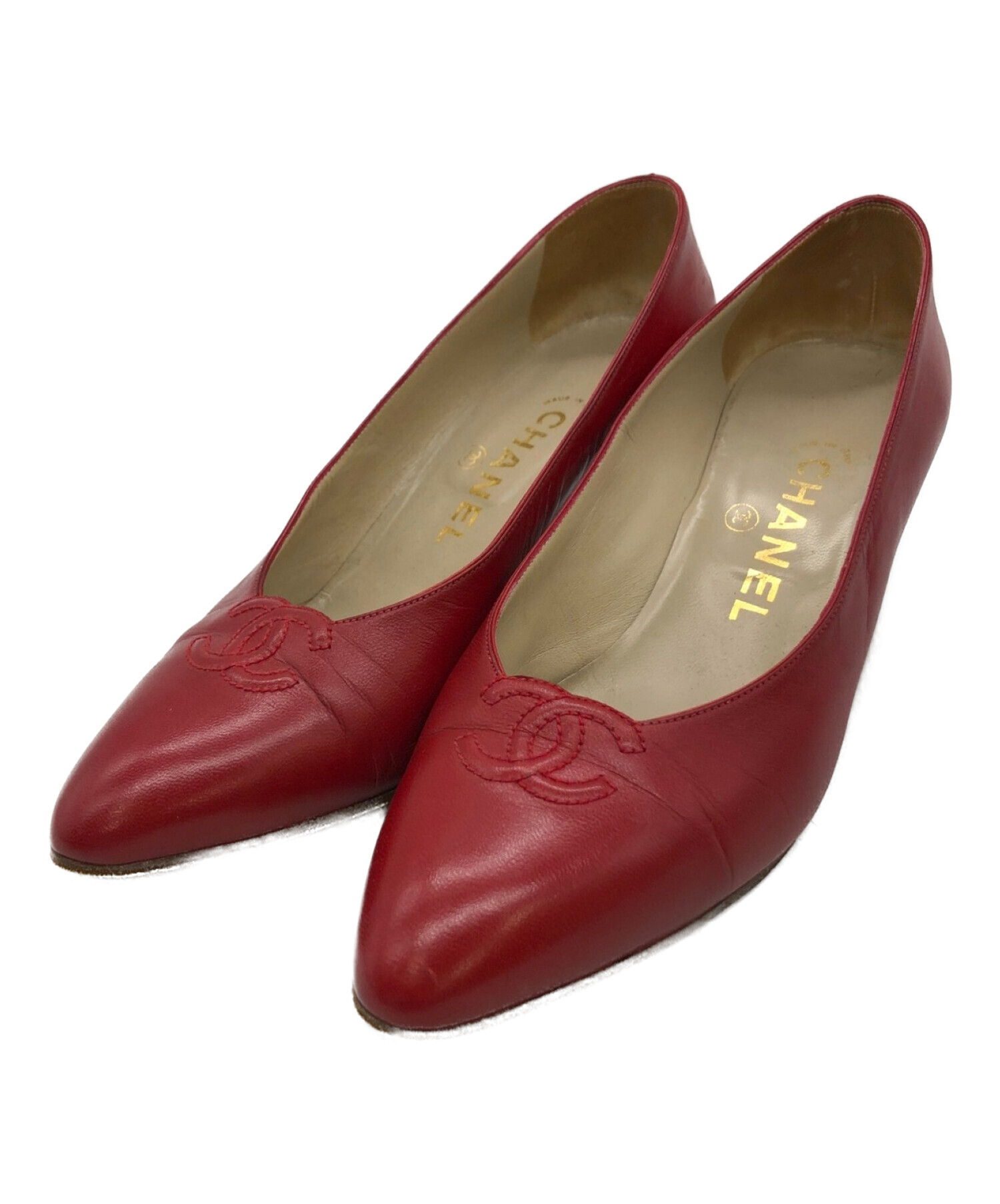 中古・古着通販】CHANEL (シャネル) ヒールパンプス レッド サイズ:35