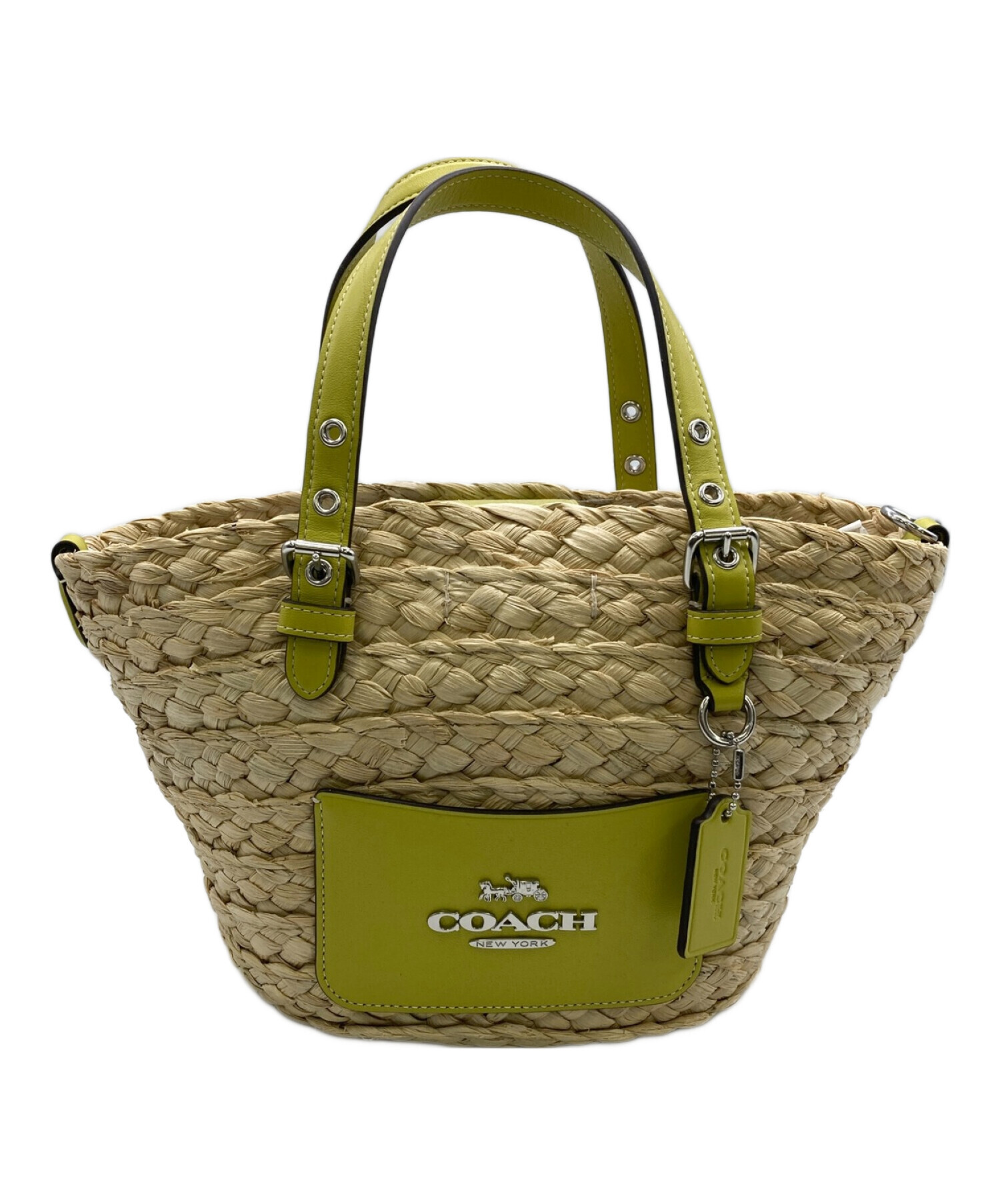 中古・古着通販】COACH (コーチ) カゴハンドバッグ ナチュラル×ライト 