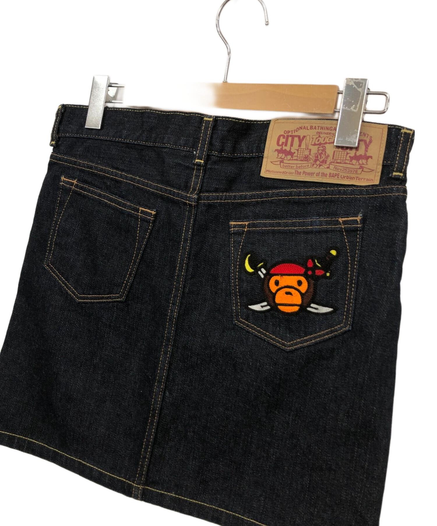 アルビ A BATHING APE デニムスカート２枚 A BATHING APE デニムスカート HEAD EMBROIDERY 12 OZ DENIM