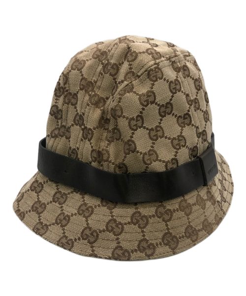 GUCCI バケットハット 黒/ベージュ 中古・古着通販】GUCCI (グッチ) バケットハット ベージュ サイズ:L