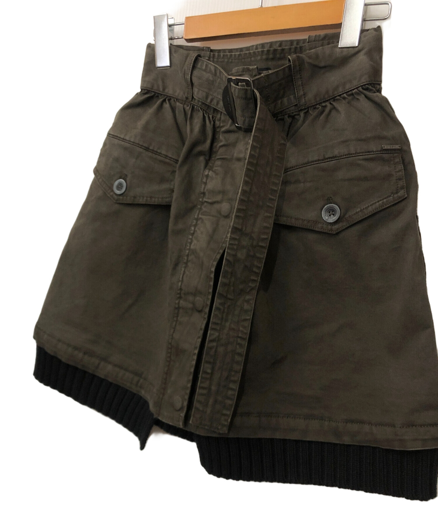 中古・古着通販】DIESEL (ディーゼル) ミリタリースカート カーキ