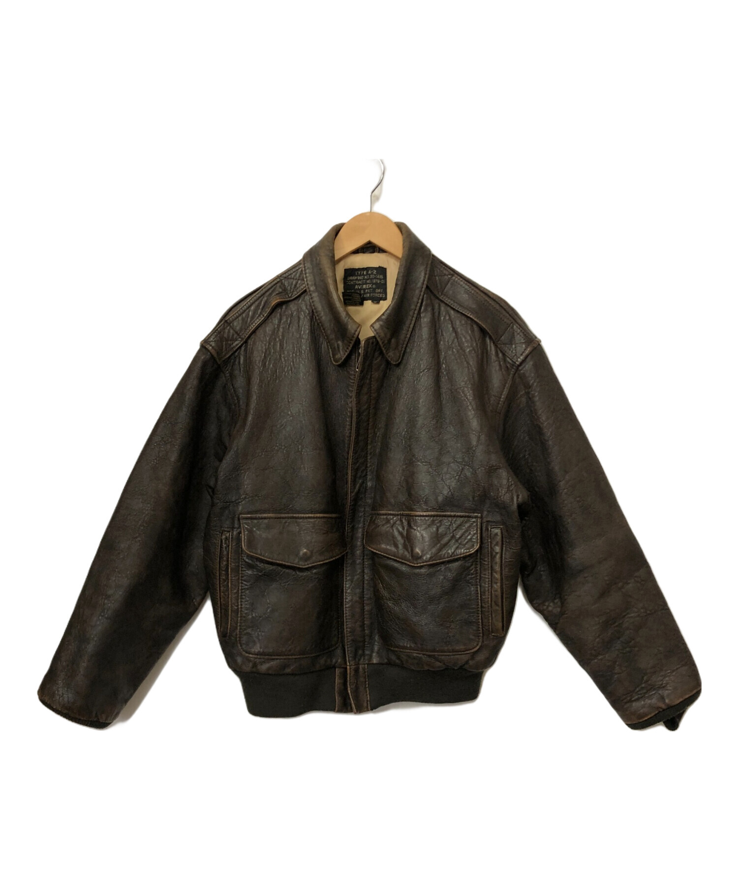 AVIREX レザージャケット ダークブラウン 中古・古着通販】AVIREX (アヴィレックス) レザージャケット ブラウン