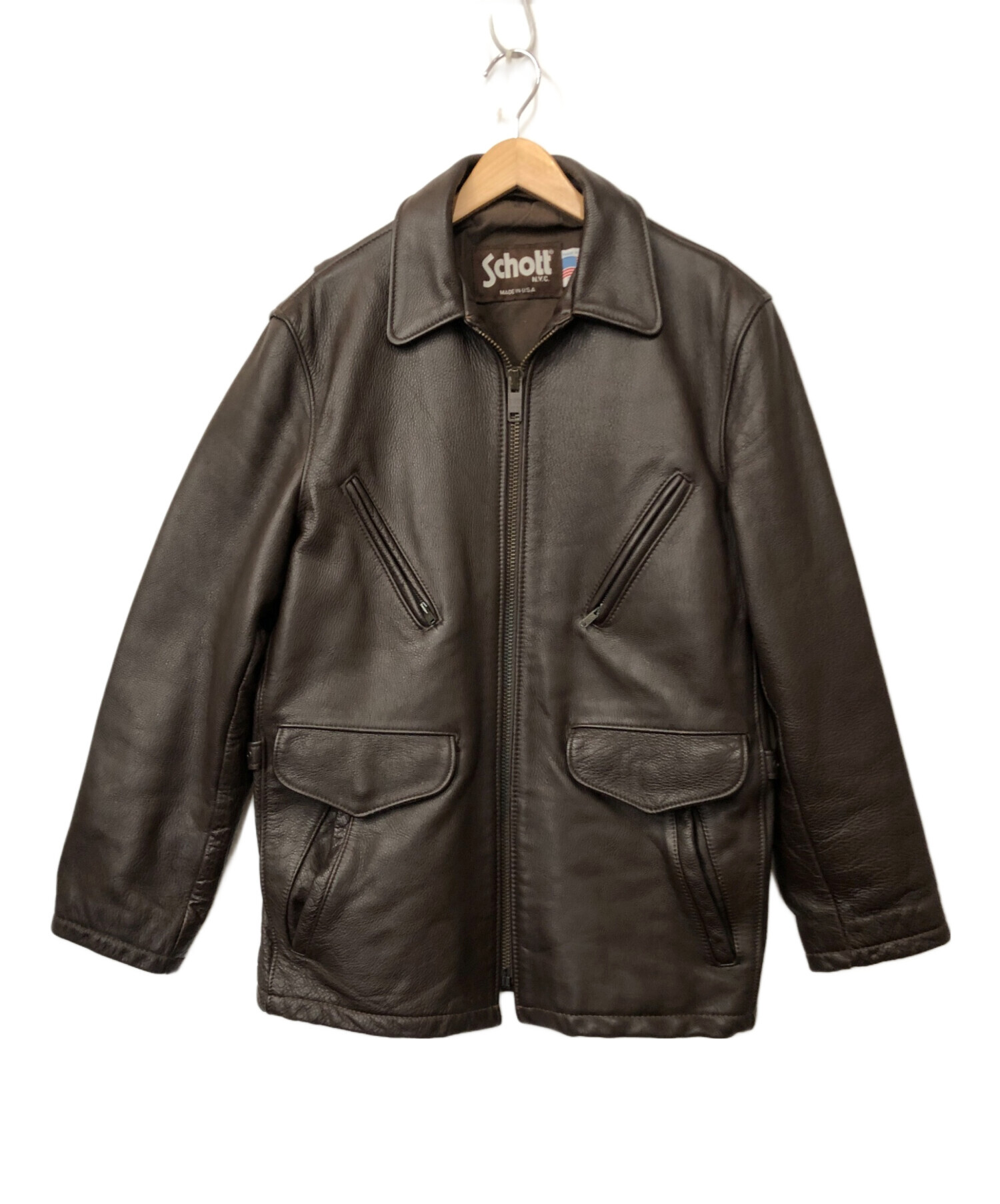 中古・古着通販】Schott (ショット) レザージャケット ブラウン サイズ 