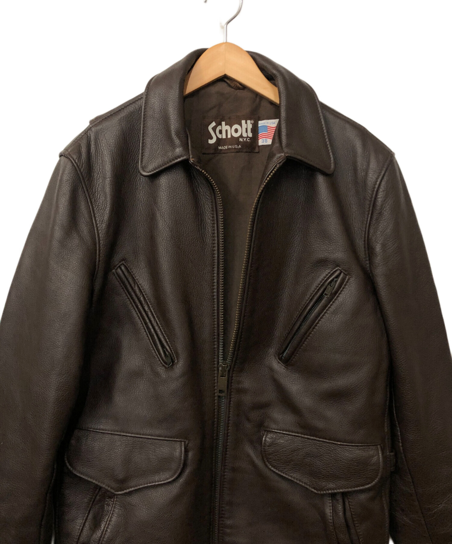 中古・古着通販】Schott (ショット) レザージャケット ブラウン サイズ 