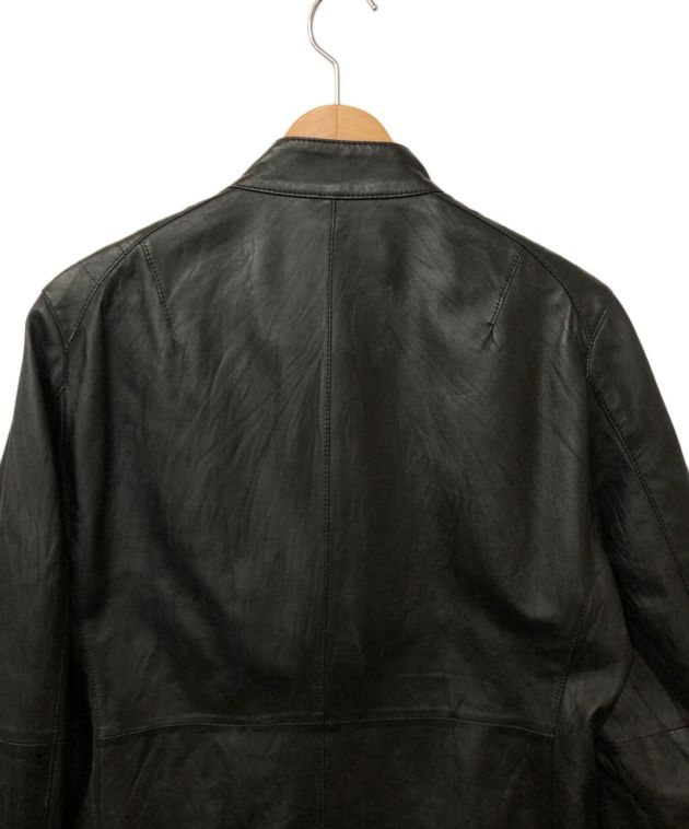 【ランバンオンブルー】レザージャケット アウター フリル ラムレザー 36 紺 ジャケット | LANVIN en Bleu | ランバン オン ブルー公式
