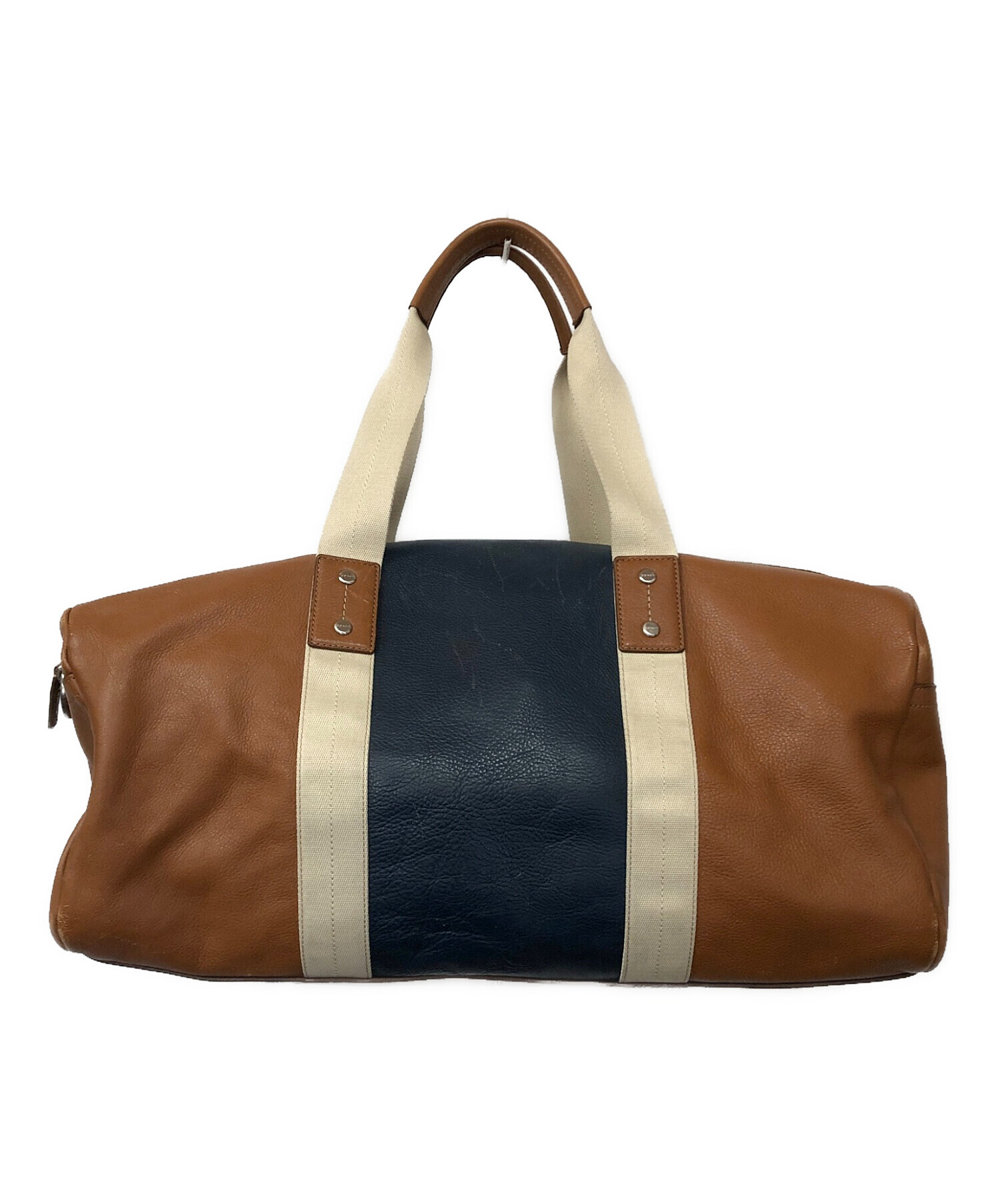 中古・古着通販】COACH (コーチ) ボストンバッグ ブラウン×ネイビー