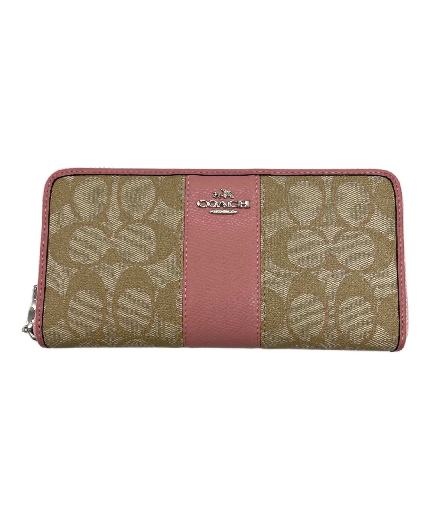 中古・古着通販】COACH (コーチ) 長財布 ピンク×ベージュ｜ブランド