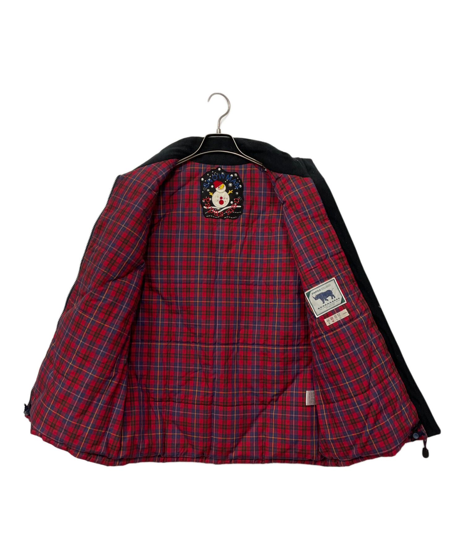 PAPASパパスアンドサンズ スポーツ チェック ダウンジャケット古着屋購入 中古・古着通販】PAPAS (パパス) ダウンベスト ネイビー×レッド サイズ