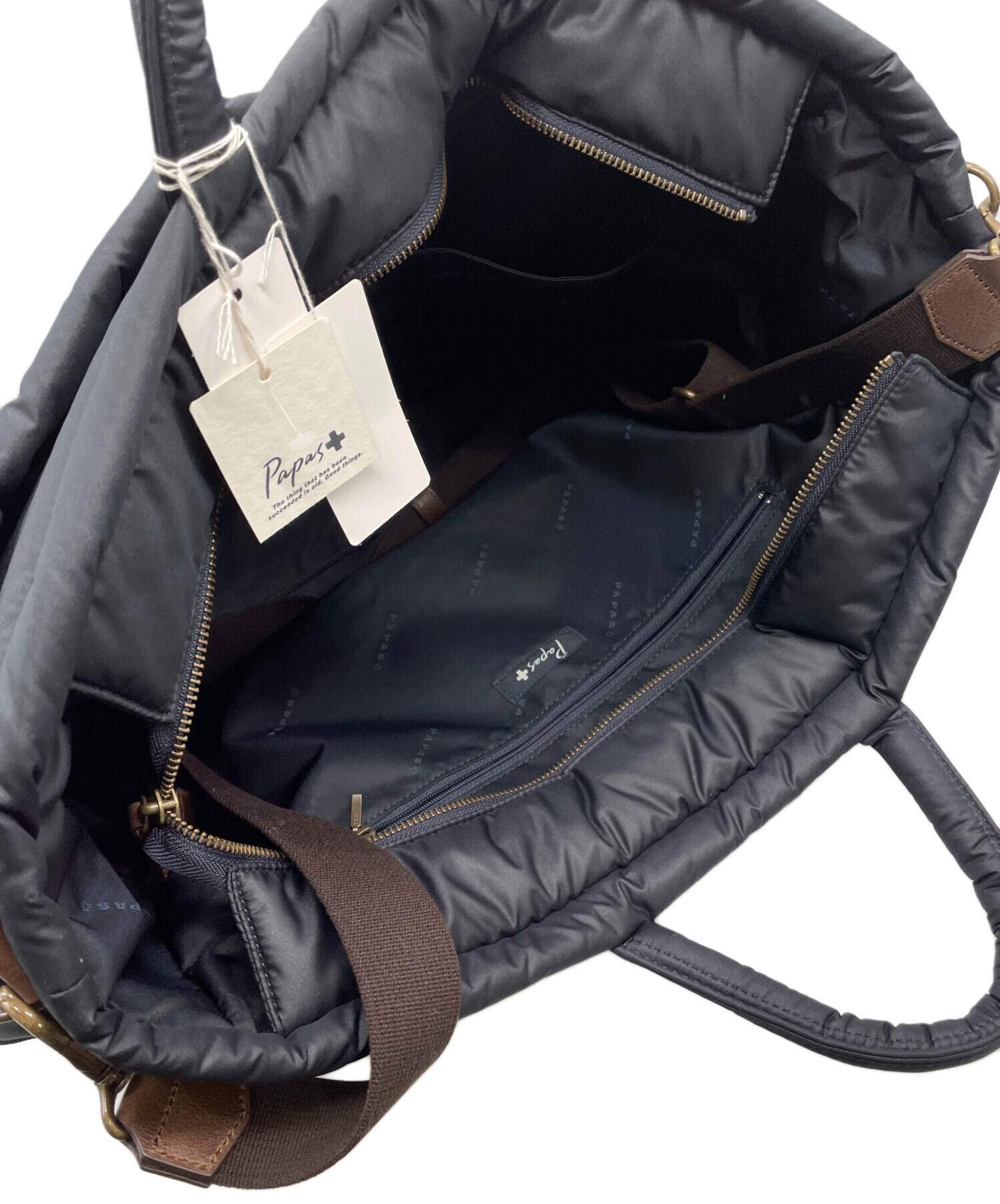 PAPAS PLUS トートバッグ　ブラック 中古・古着通販】PAPAS PLUS (パパスプラス) ビジネスバッグ ブラック