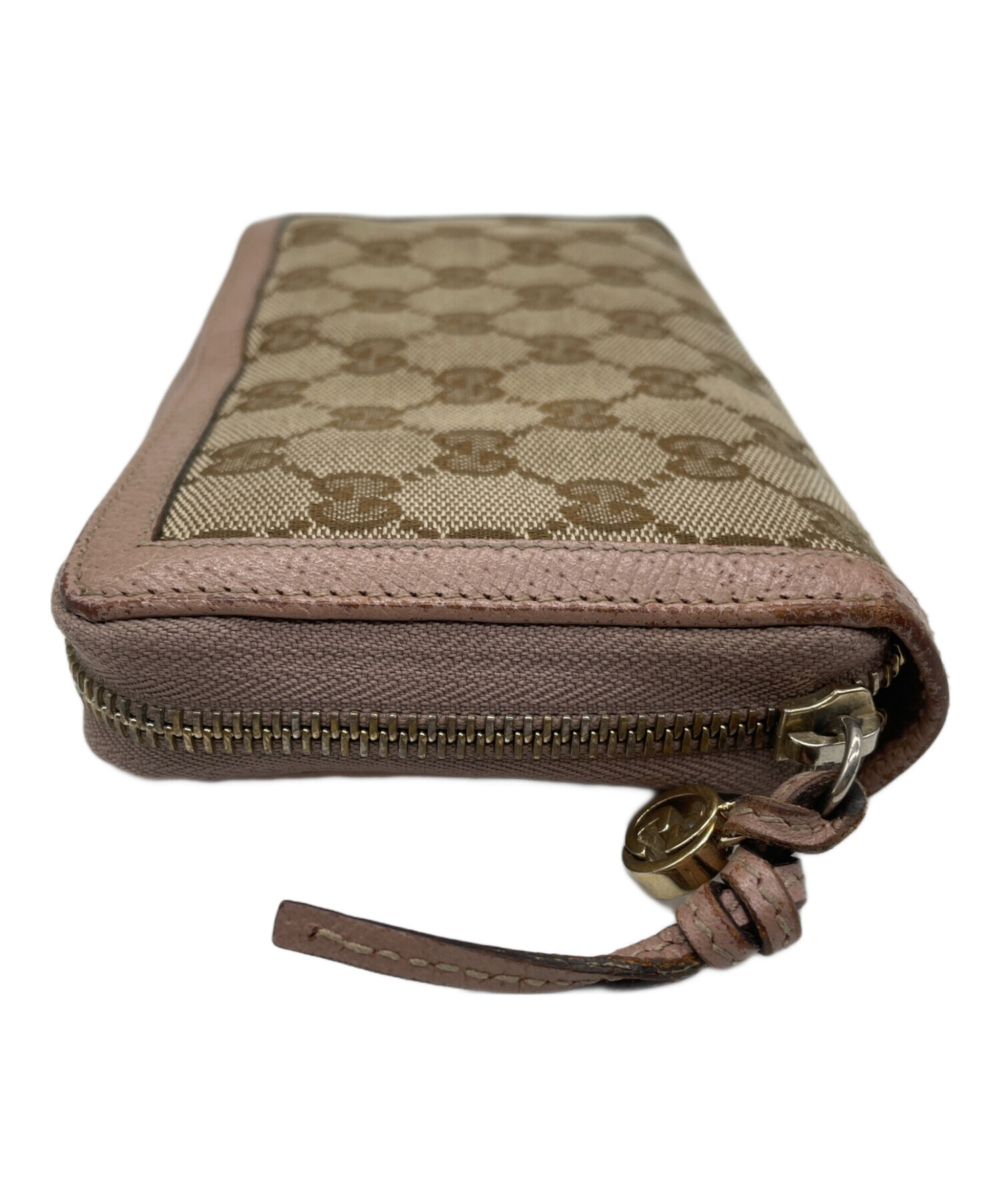 グッチ 長財布 ラウンドファスナー ベージュ ピンク スプリーム GUCCI 