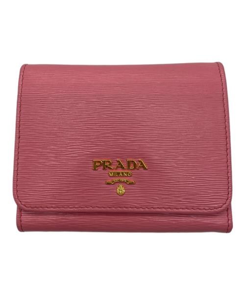 【美品】プラダ♡ピンク3つ折りコンパクト財布 中古・古着通販】PRADA (プラダ) 3つ折り財布 ピンク｜ブランド・古着