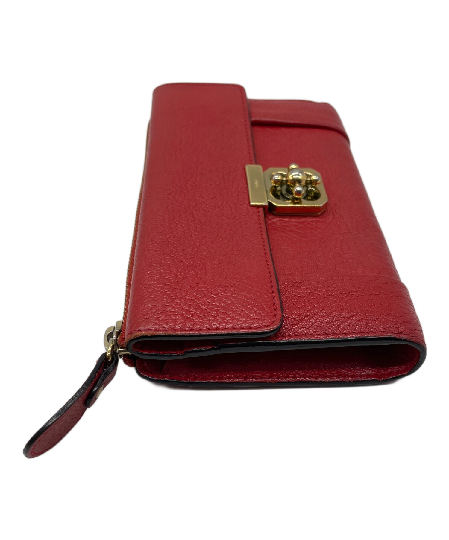 【BIGお買い物ラリー★30%OFFセール中】クロエ Chloe 長財布 レッド×ゴールド レディース 中古 中古・古着通販】Chloe (クロエ) 長財布 レッド｜ブランド・古着通販
