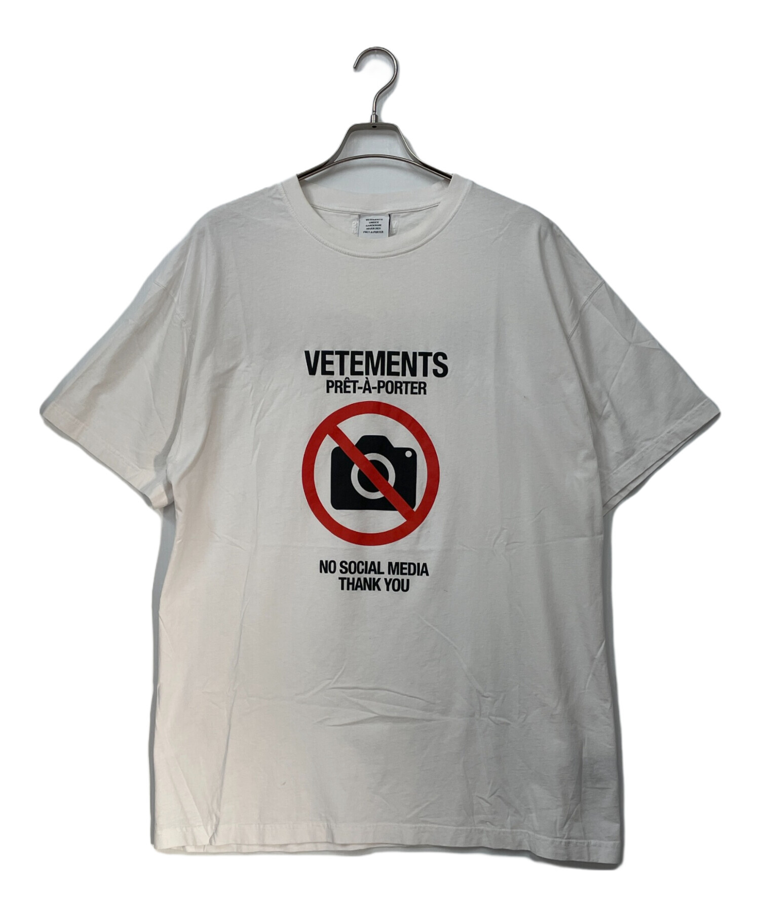 中古・古着通販】VETEMENTS (ヴェトモン) Tシャツ ホワイト サイズ:XL