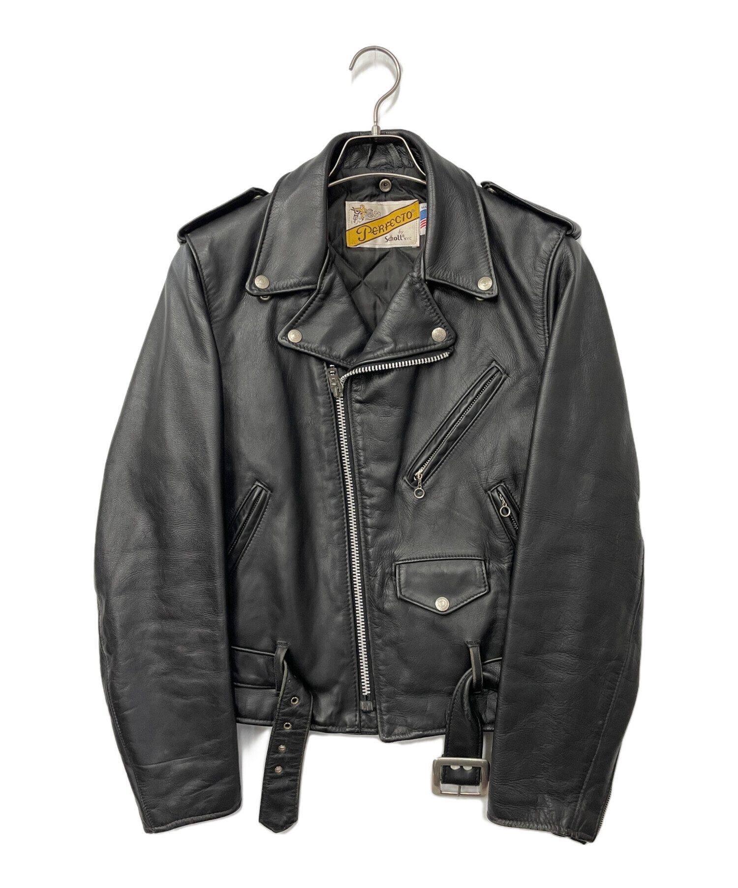 Schott レザーライダースジャケット 36 黒 中古・古着通販】Schott