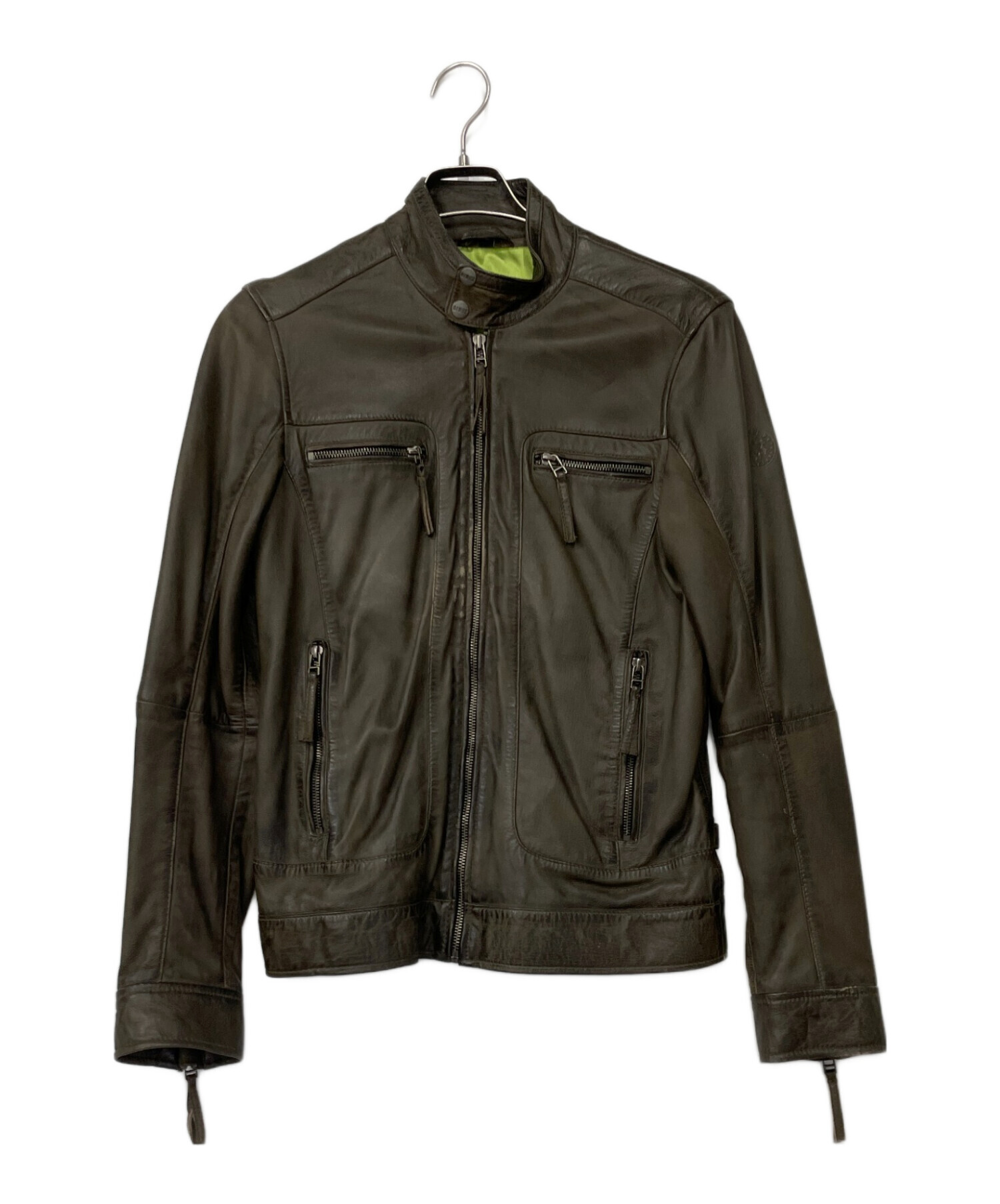 中古・古着通販】RIDEZ (ライズ) レザーライダースジャケット ブラウン