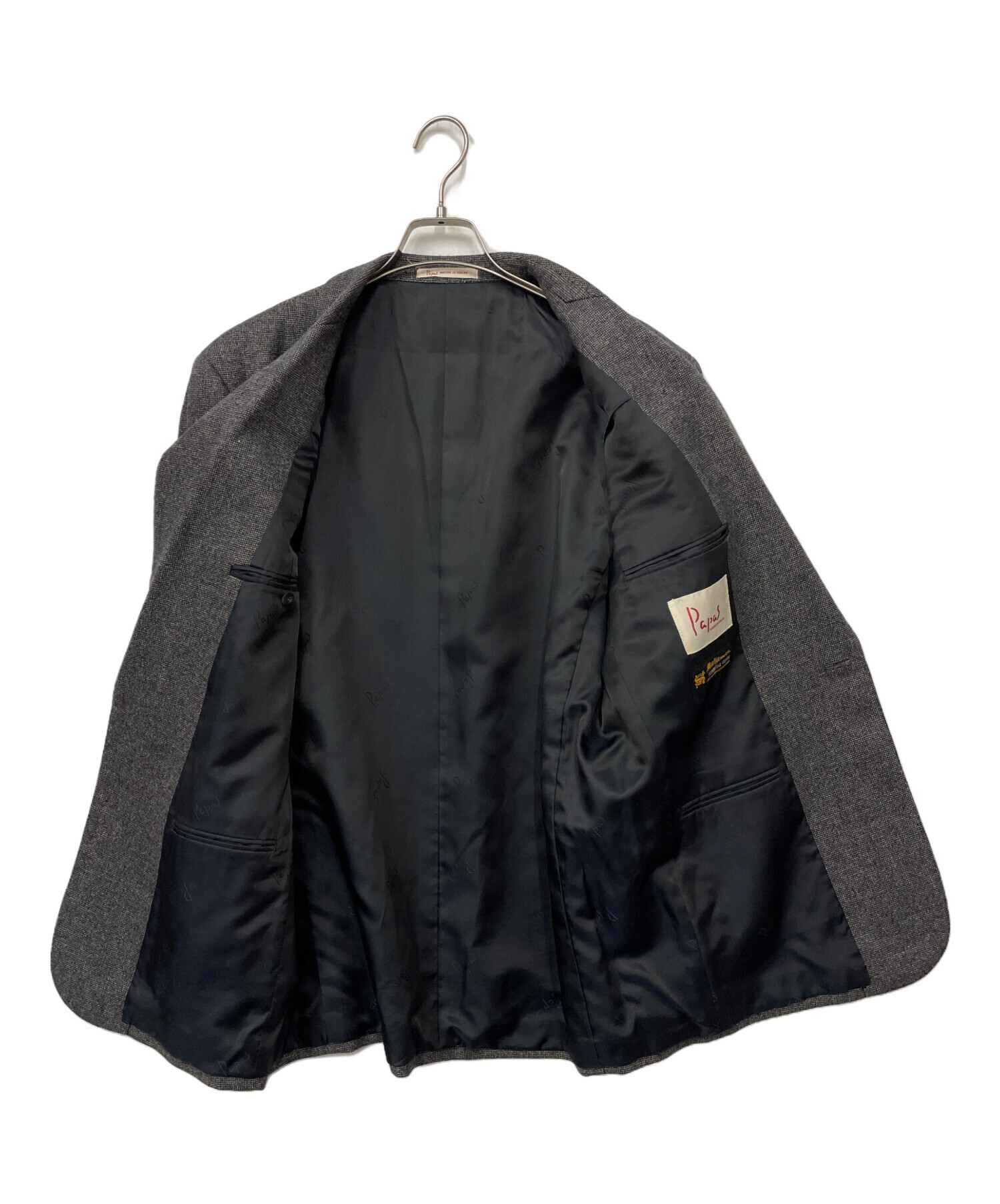 新品未使用タグ付！PAPASパパス カシミヤ テーラードジャケット M グレー 新品未使用タグ付！PAPASパパス カシミヤ テーラードジャケット M グレー