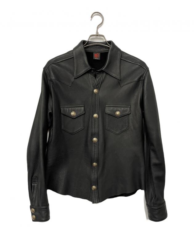 中古・古着通販】RED MOON (レッドムーン) レザーシャツ ブラック