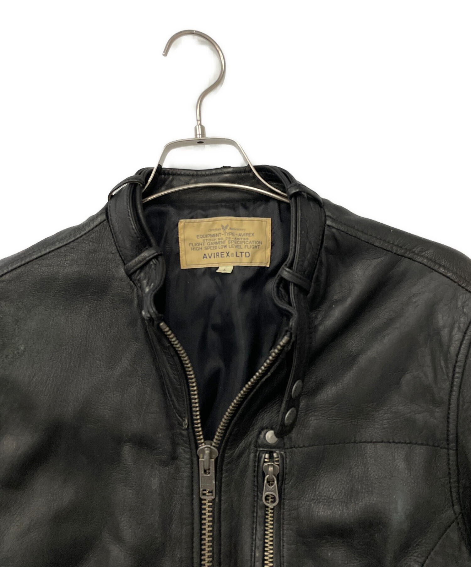 アヴィレックス ファンクショナルレザージャケット ライダースジャケット 中古・古着通販】AVIREX (アヴィレックス) レザーライダースジャケット