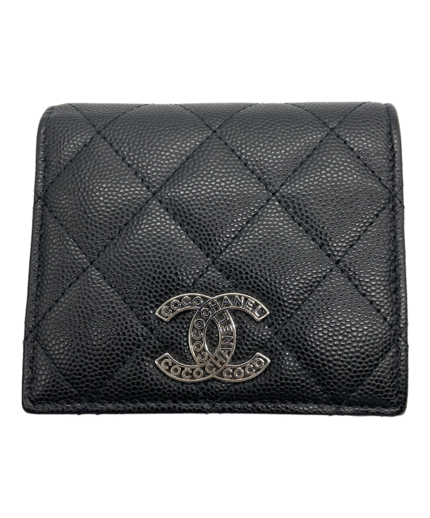中古・古着通販】CHANEL (シャネル) 2つ折り財布 ブラック｜ブランド