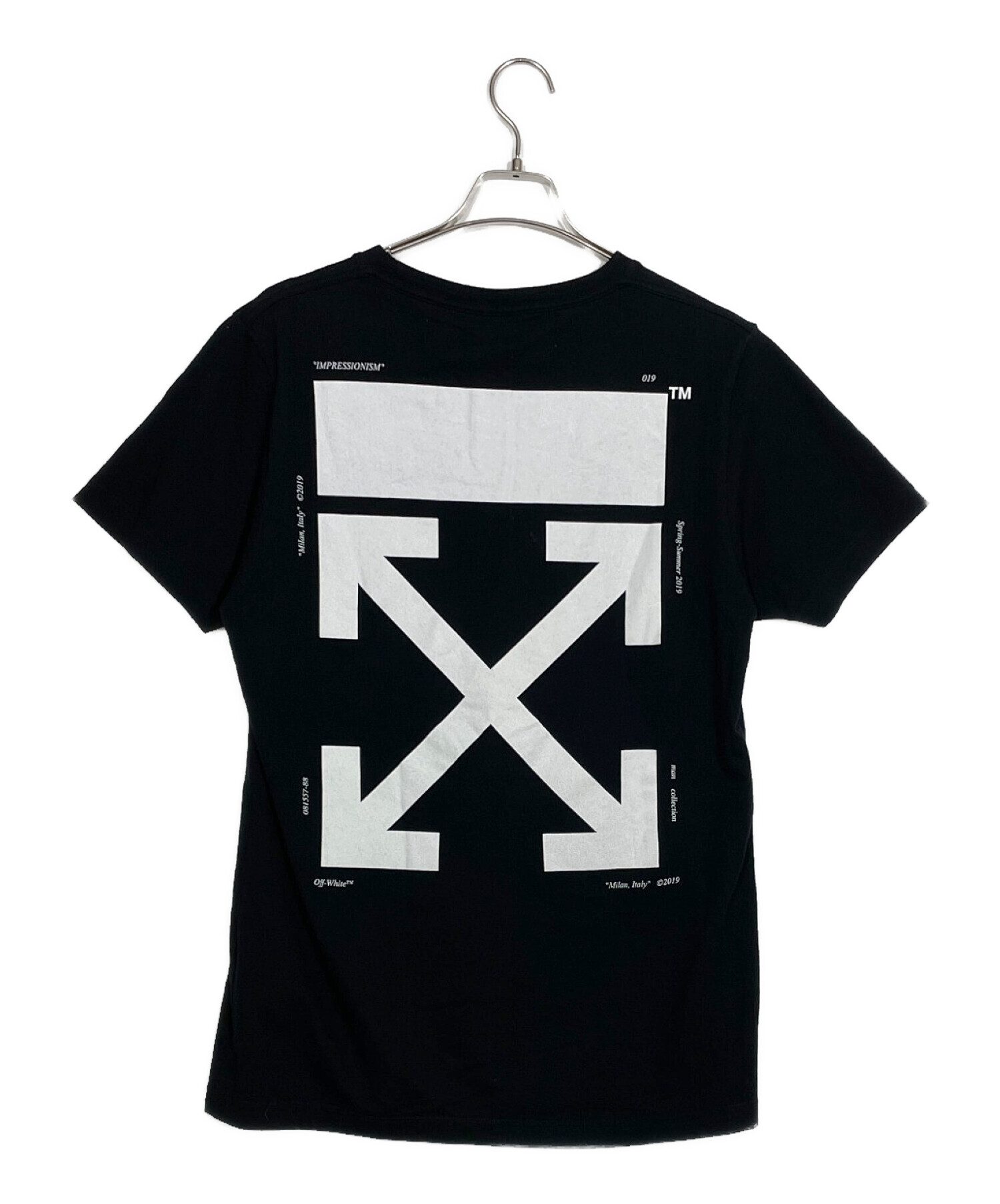 中古・古着通販】OFFWHITE (オフホワイト) 半袖Tシャツ ブラック 