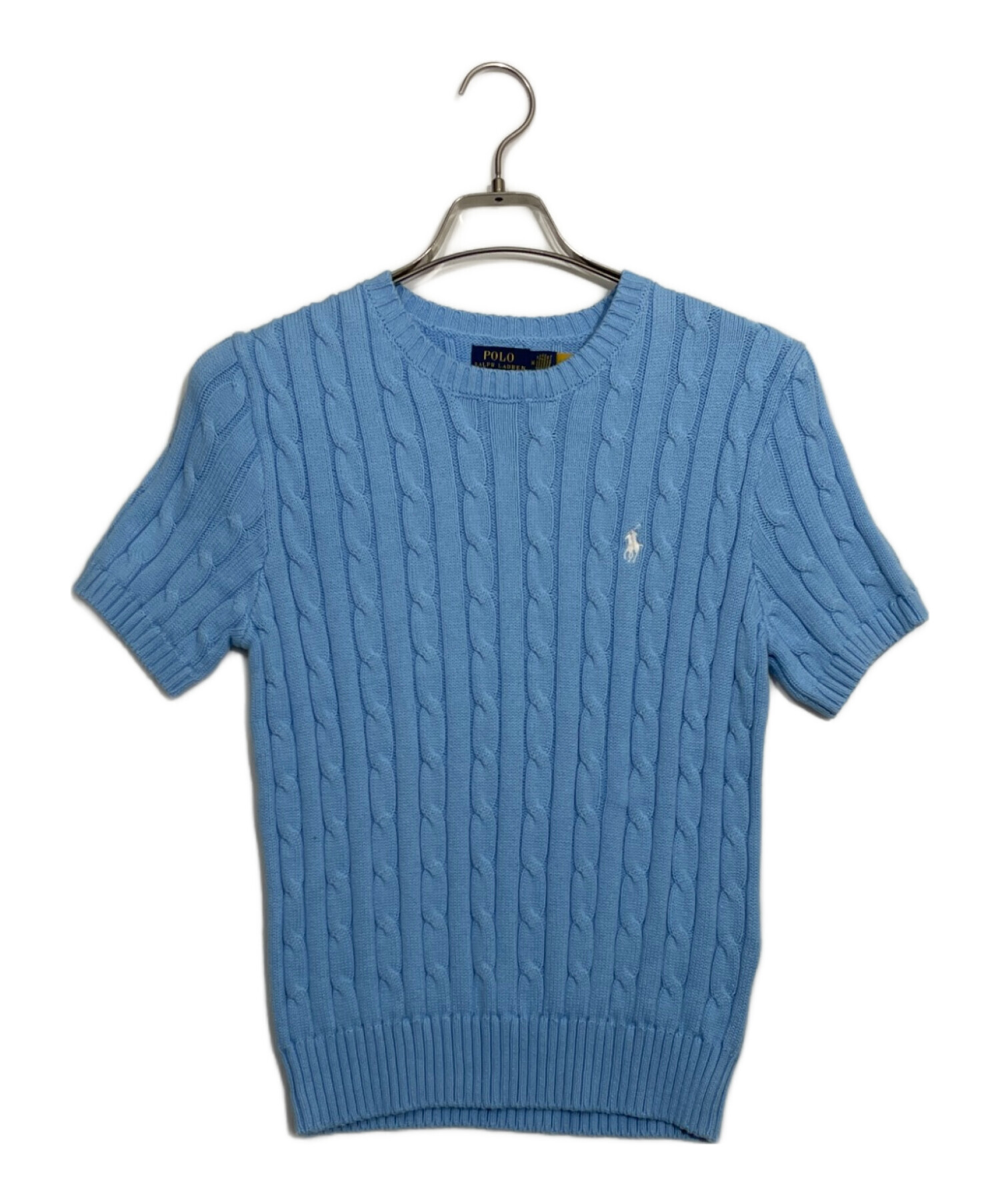 ラルフローレン　正規品　サマーニット　半袖　ブルー　ポニー刺繡　美品 中古・古着通販】POLO RALPH LAUREN (ポロ・ラルフローレン) ポニー