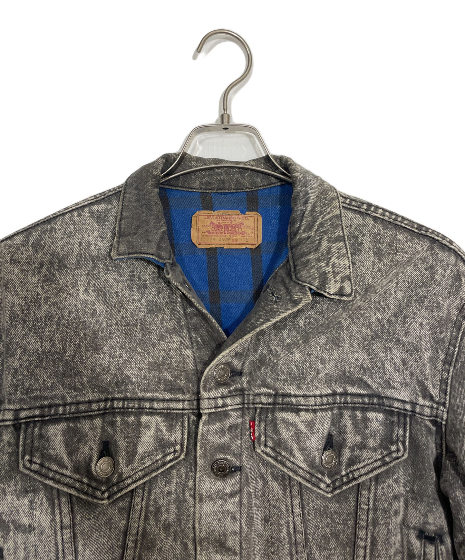 Levi's ダークグレー デニムジャケット Lサイズ 中古・古着通販】LEVI'S (リーバイス) 裏ネルデニムジャケット グレー