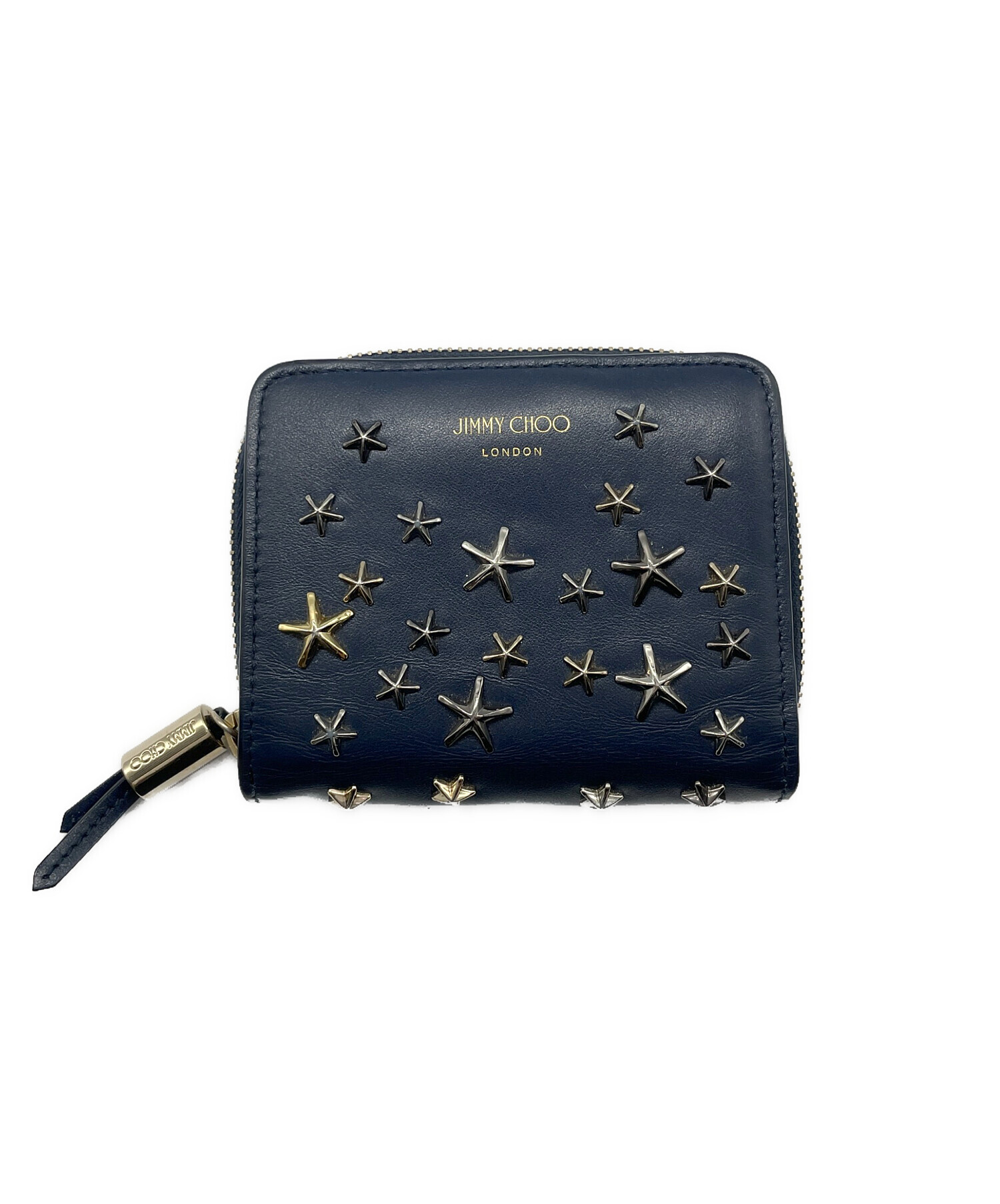 瀬*口様 JIMMY CHOO 紺色 二つ折り財布 中古・古着通販】JIMMY CHOO (ジミーチュウ) 2つ折り財布 ネイビー