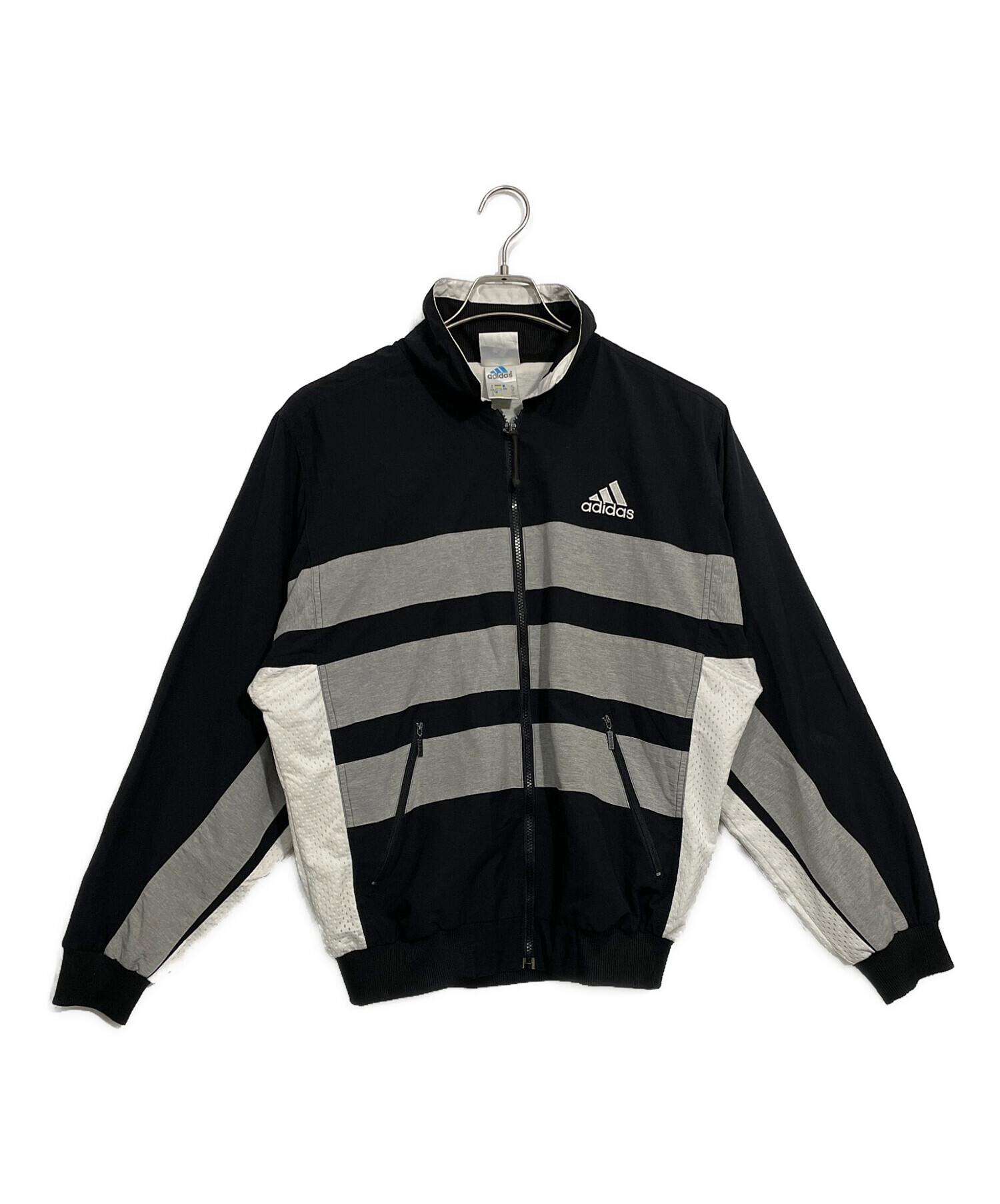 00s old adidas レザーライク トラックジャケット グレー ブラック 