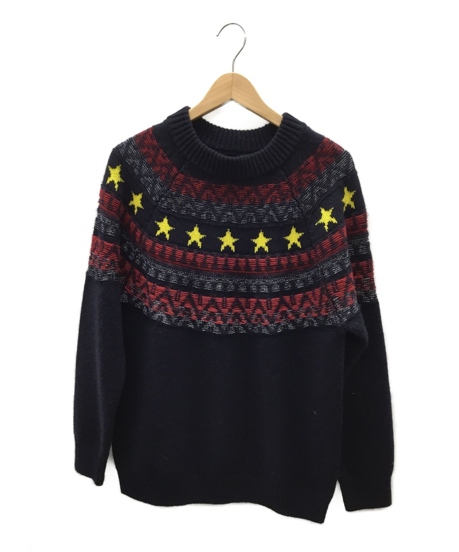 極美品バーニーズニューヨーク ノルディック柄 ニットXL カシミヤ100