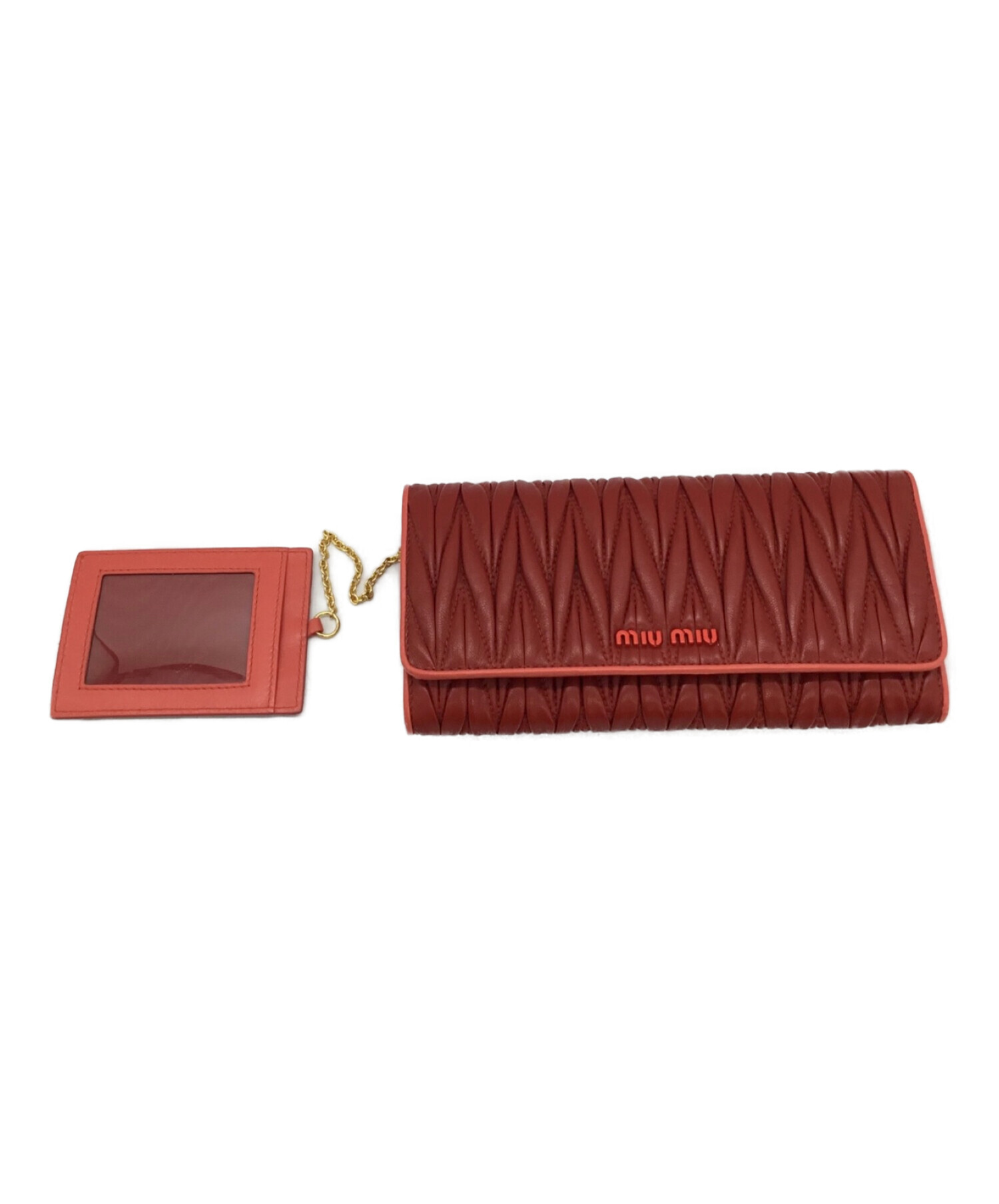 Miu Miu ミュウミュウ 財布・ケース - 水色x赤 【古着】【中古】 中古・古着通販】MIU MIU (ミュウミュウ) 3つ折り財布 MIUMIU（ミュウ
