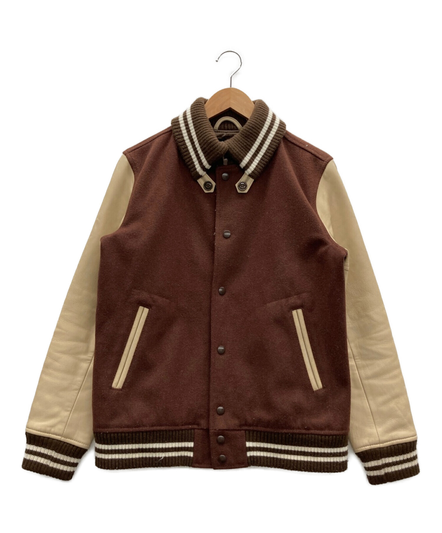 中古・古着通販】BEAMS (ビームス) スタジャン ブラウン×ベージュ 