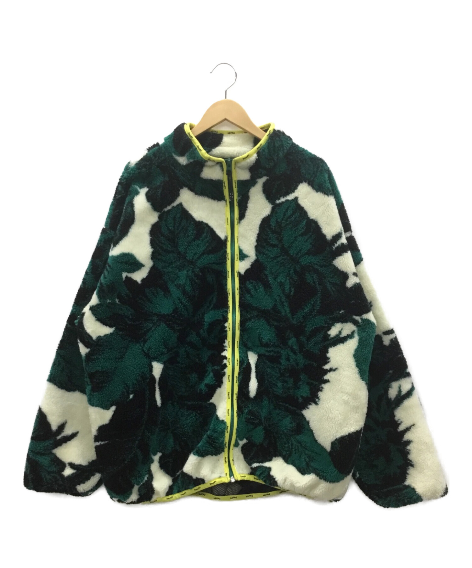 中古・古着通販】HUF (ハフ) フリースジャケット グリーン×ホワイト