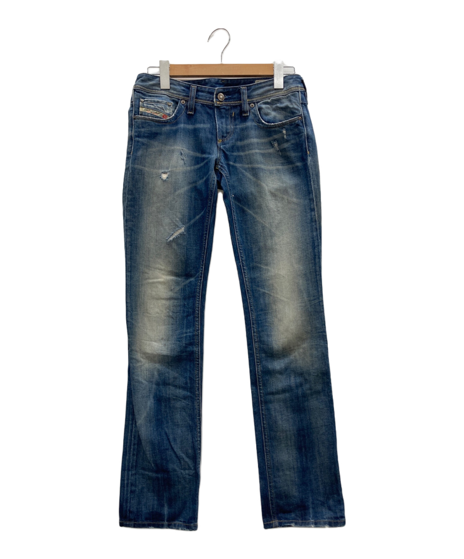 中古・古着通販】DIESEL (ディーゼル) ダメージデニムパンツ ブルー  