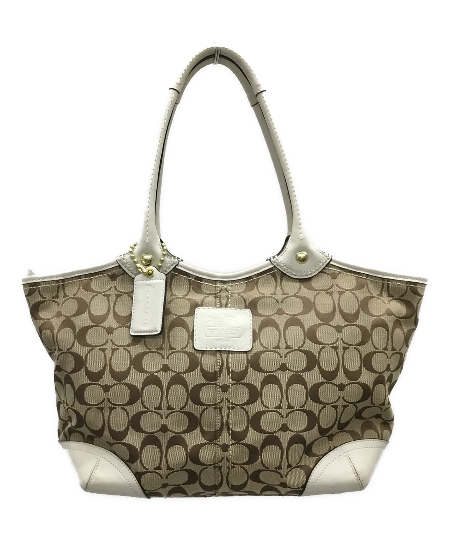 中古・古着通販】COACH (コーチ) トートバッグ ホワイト×ベージュ 