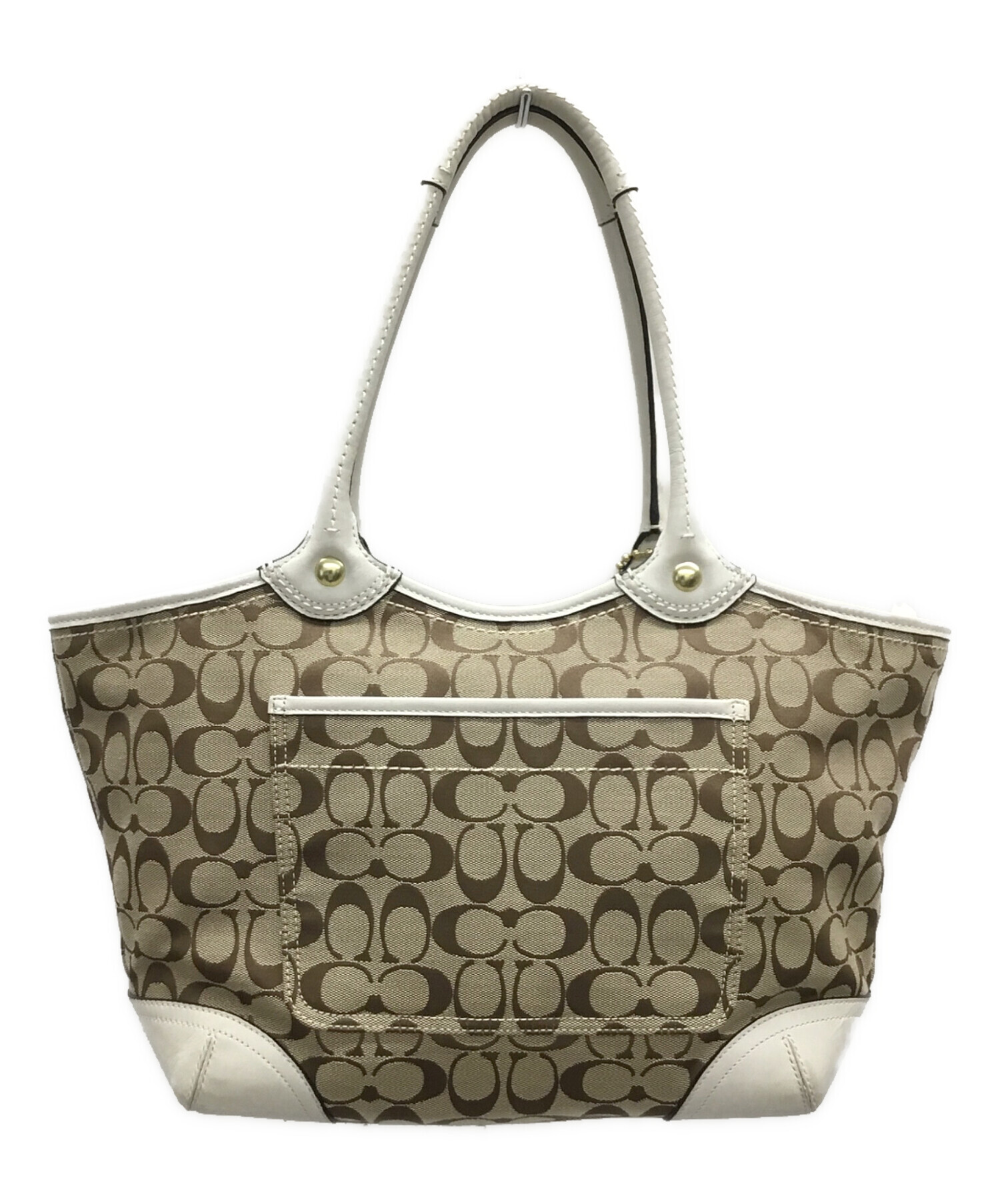 中古・古着通販】COACH (コーチ) トートバッグ ホワイト×ベージュ 