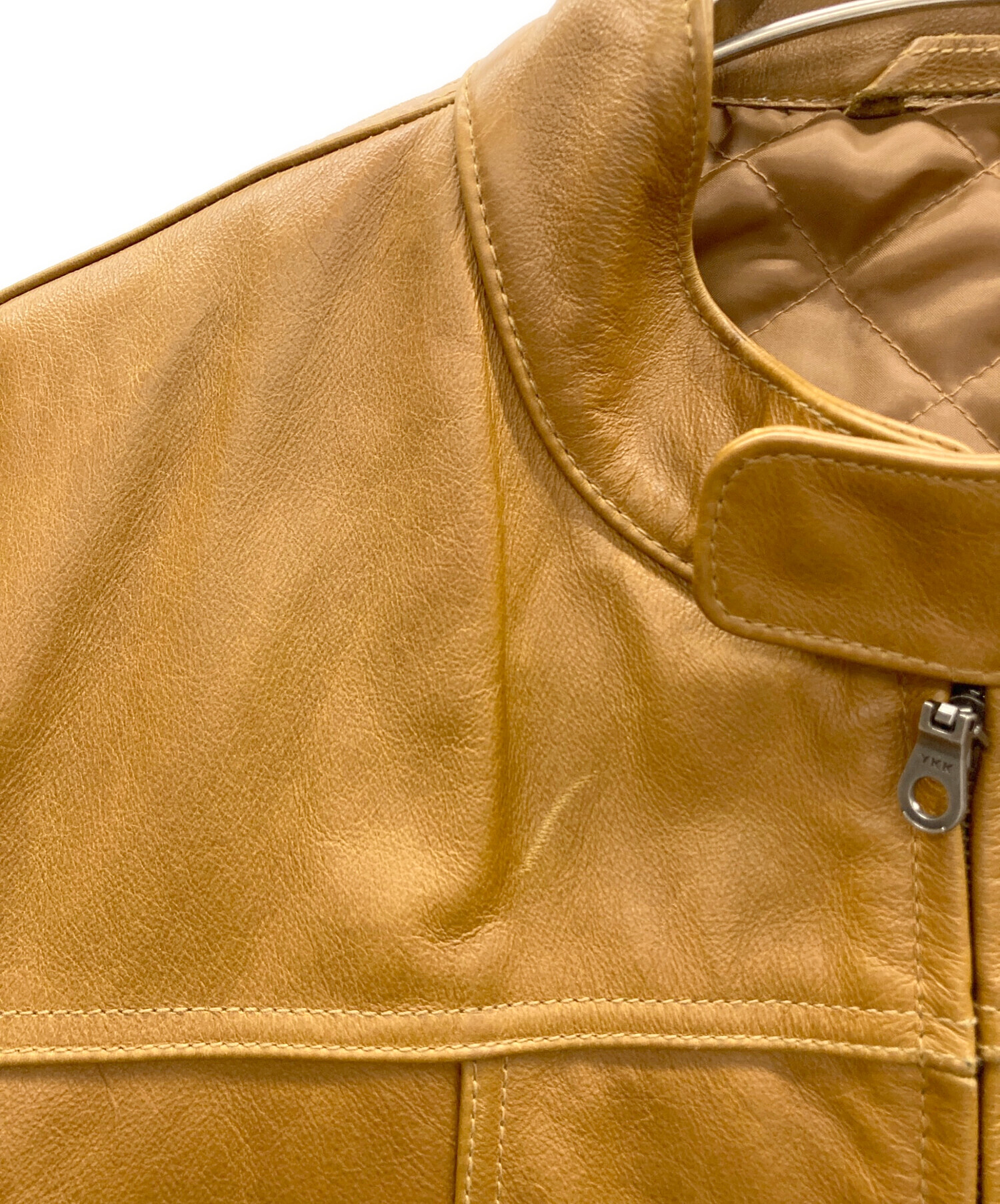 希少・旧タグ】オールドユニクロ シングルライダース 牛革 中綿 サイズ